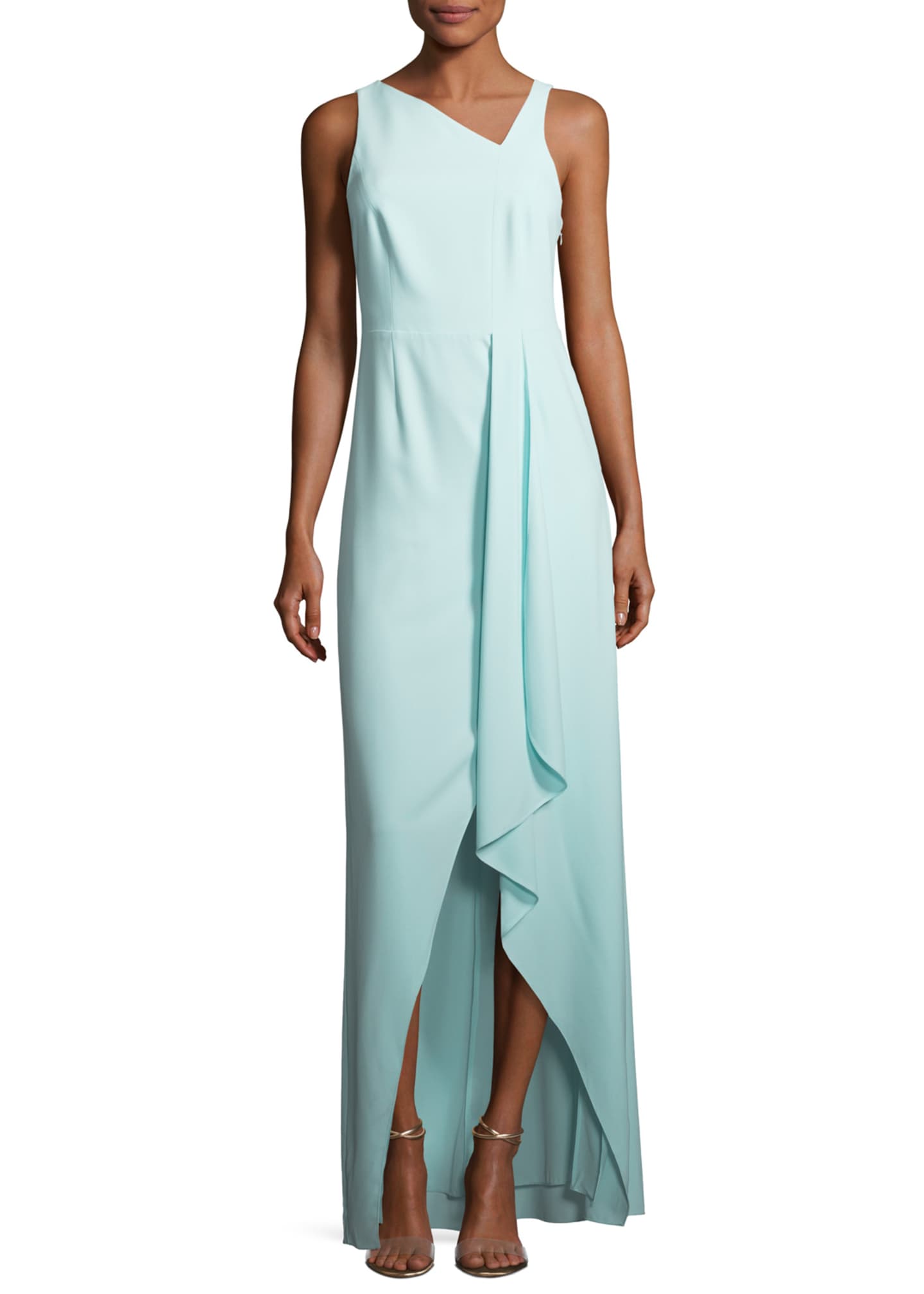 Sleeveless Draped A-Line Gown