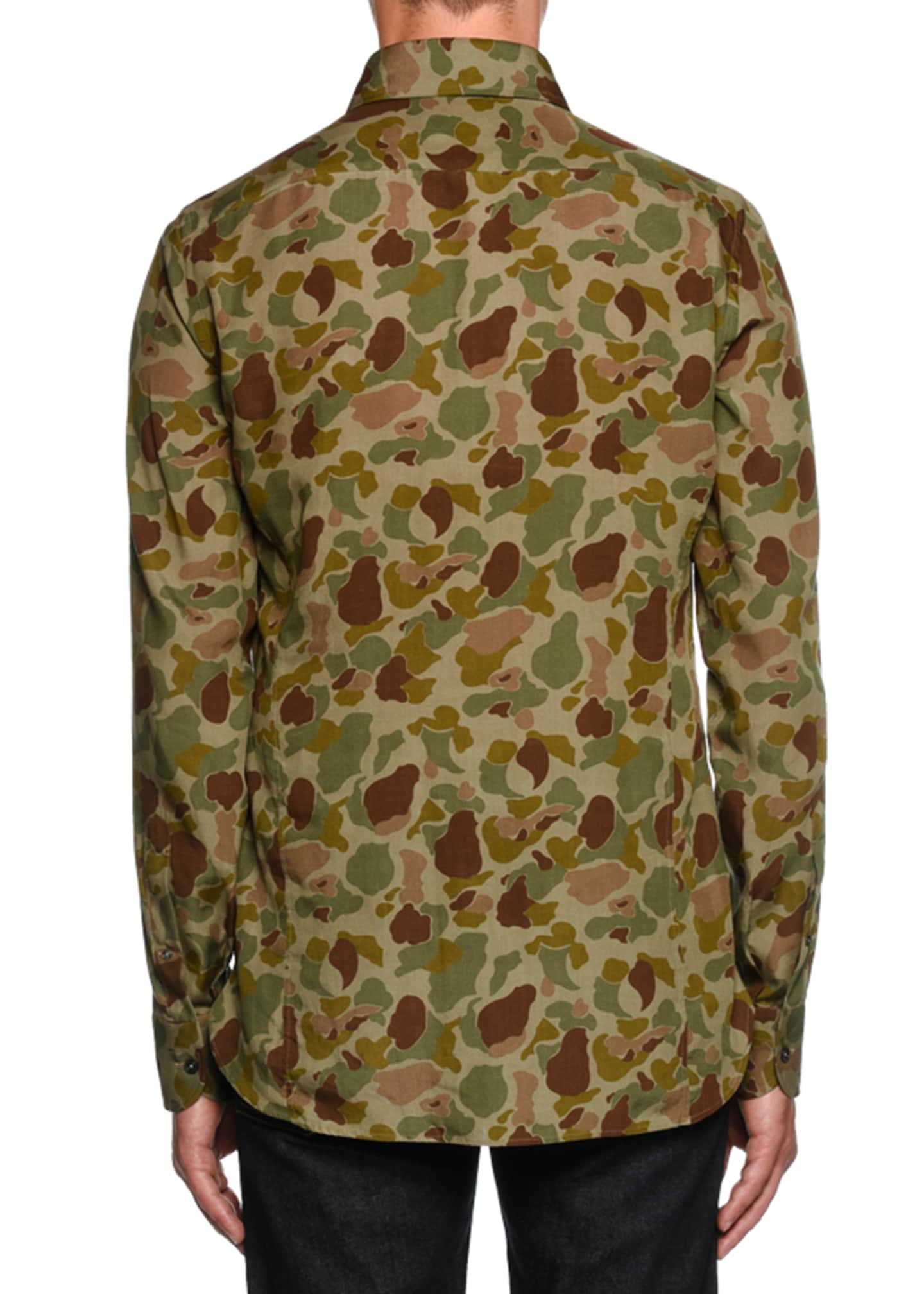 TOM FORD Camouflage-Print Sport Shirt, Green - Bergdorf Goodman