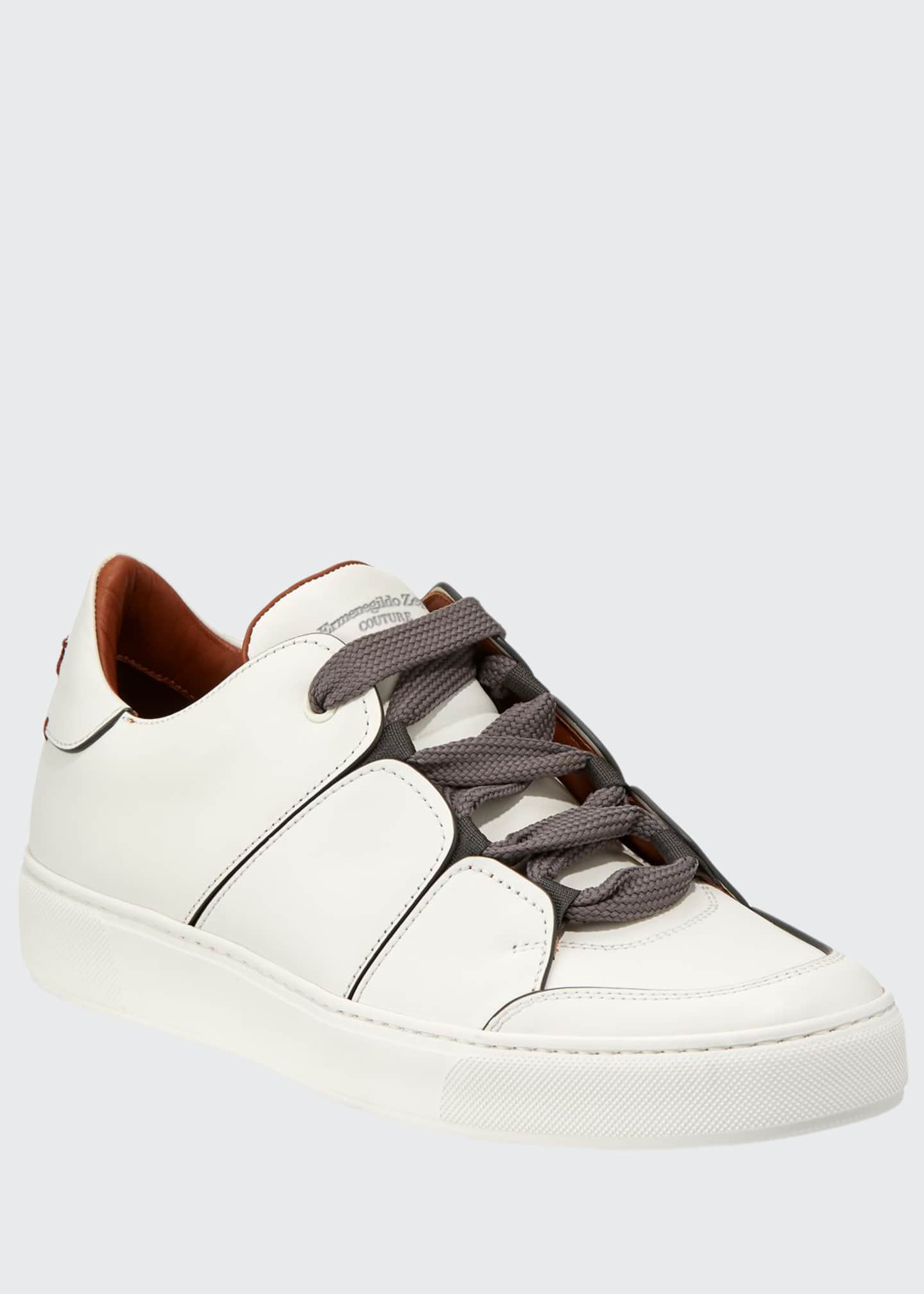 Ermenegildo Zegna Tiziano Men's Leather LowTop Sneakers Bergdorf Goodman