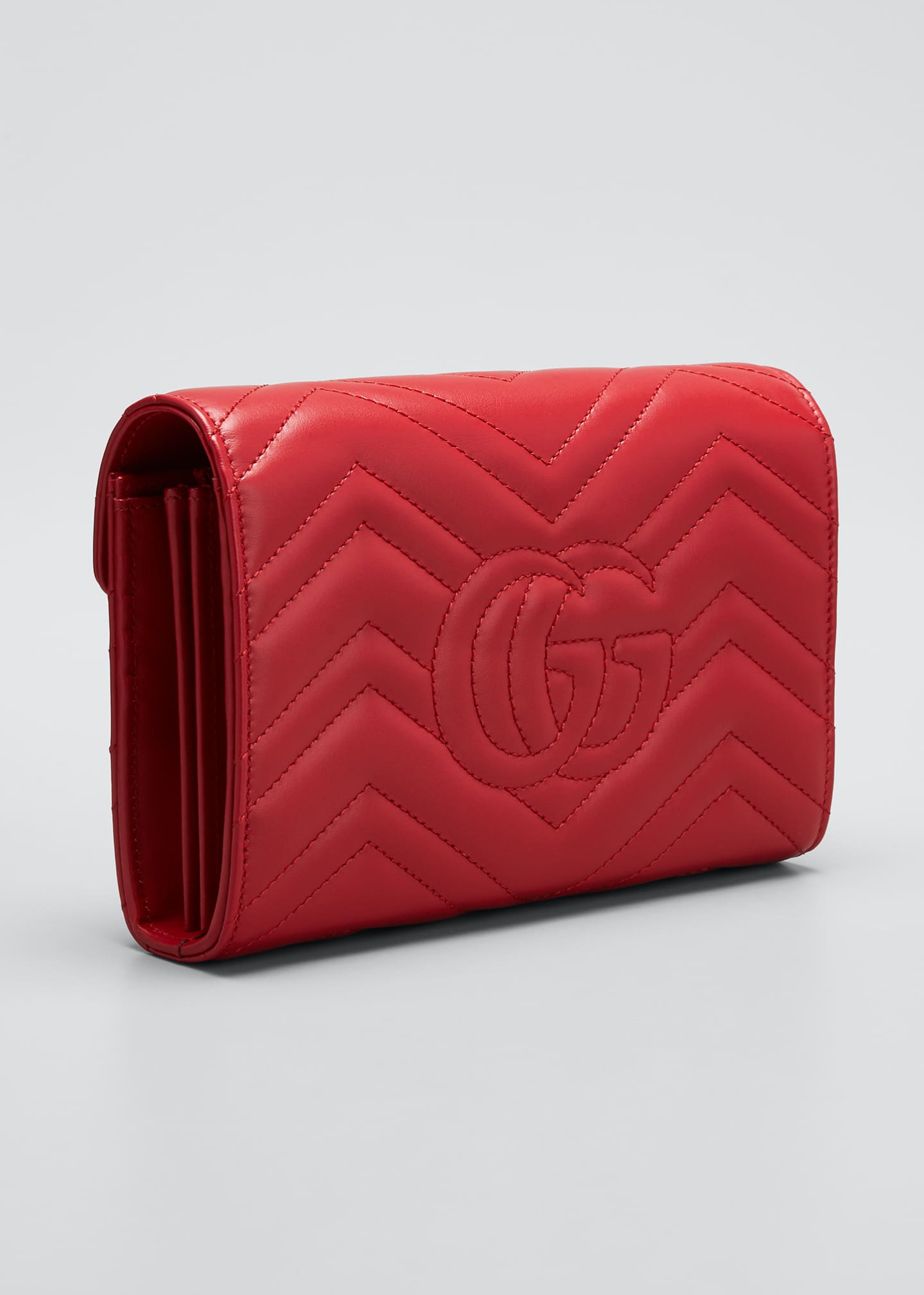 Gucci GG Marmont Chevron Quilted Leather Flap Wallet on a Chain - Bergdorf Goodman