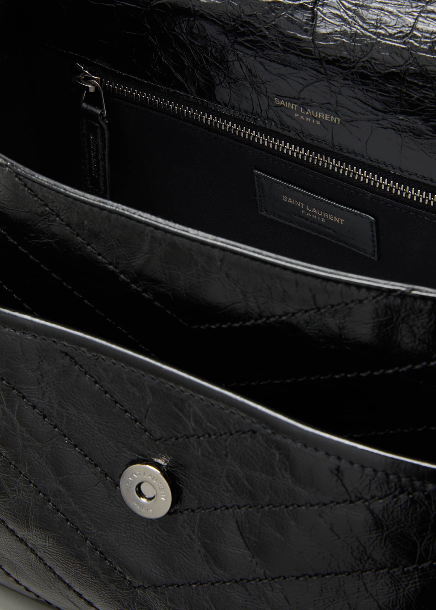 Saint Laurent Niki Medium Crinkled Calf FlapTop Shoulder Bag