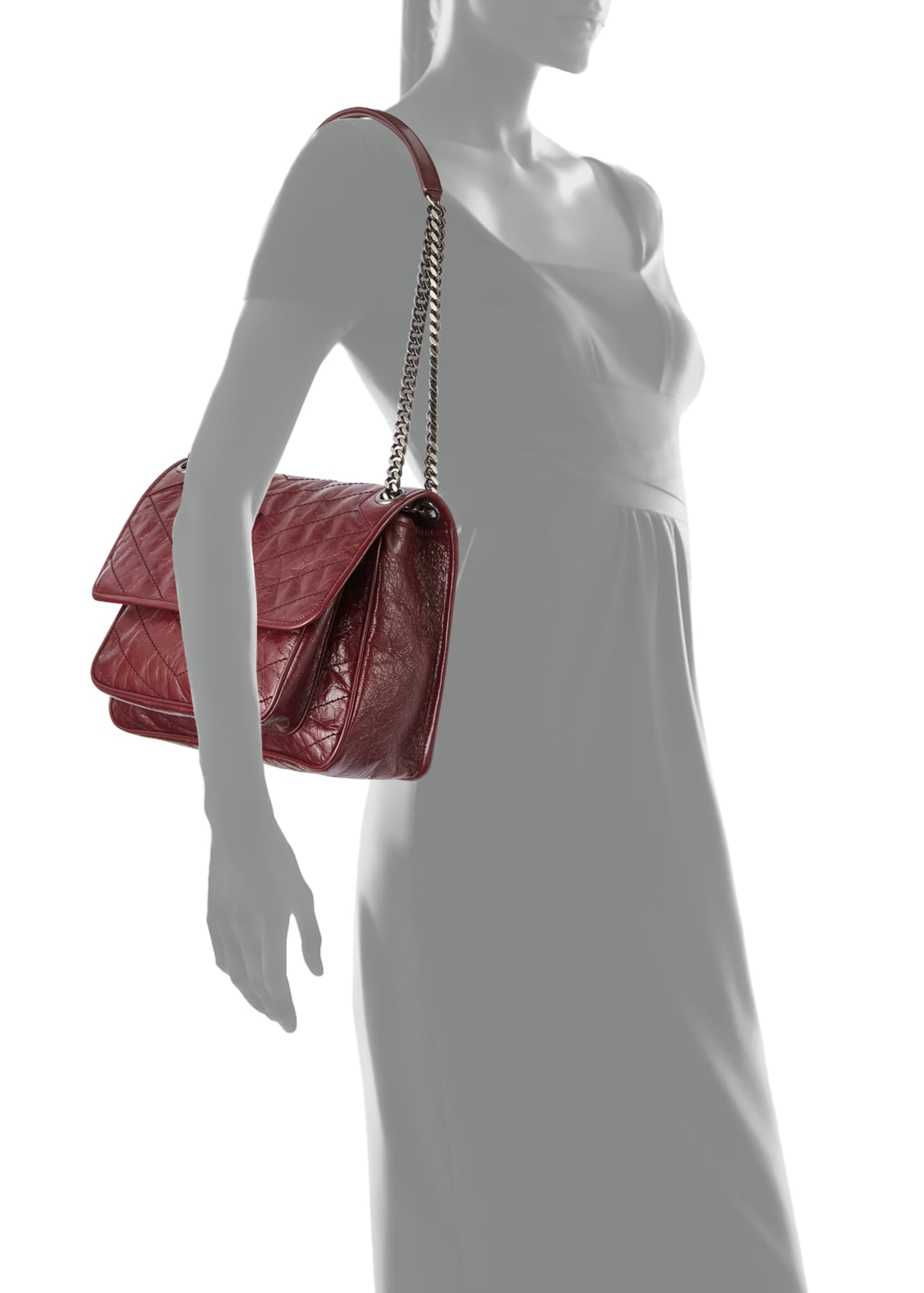 niki medium monogram ysl shiny waxy quilted shoulder bag