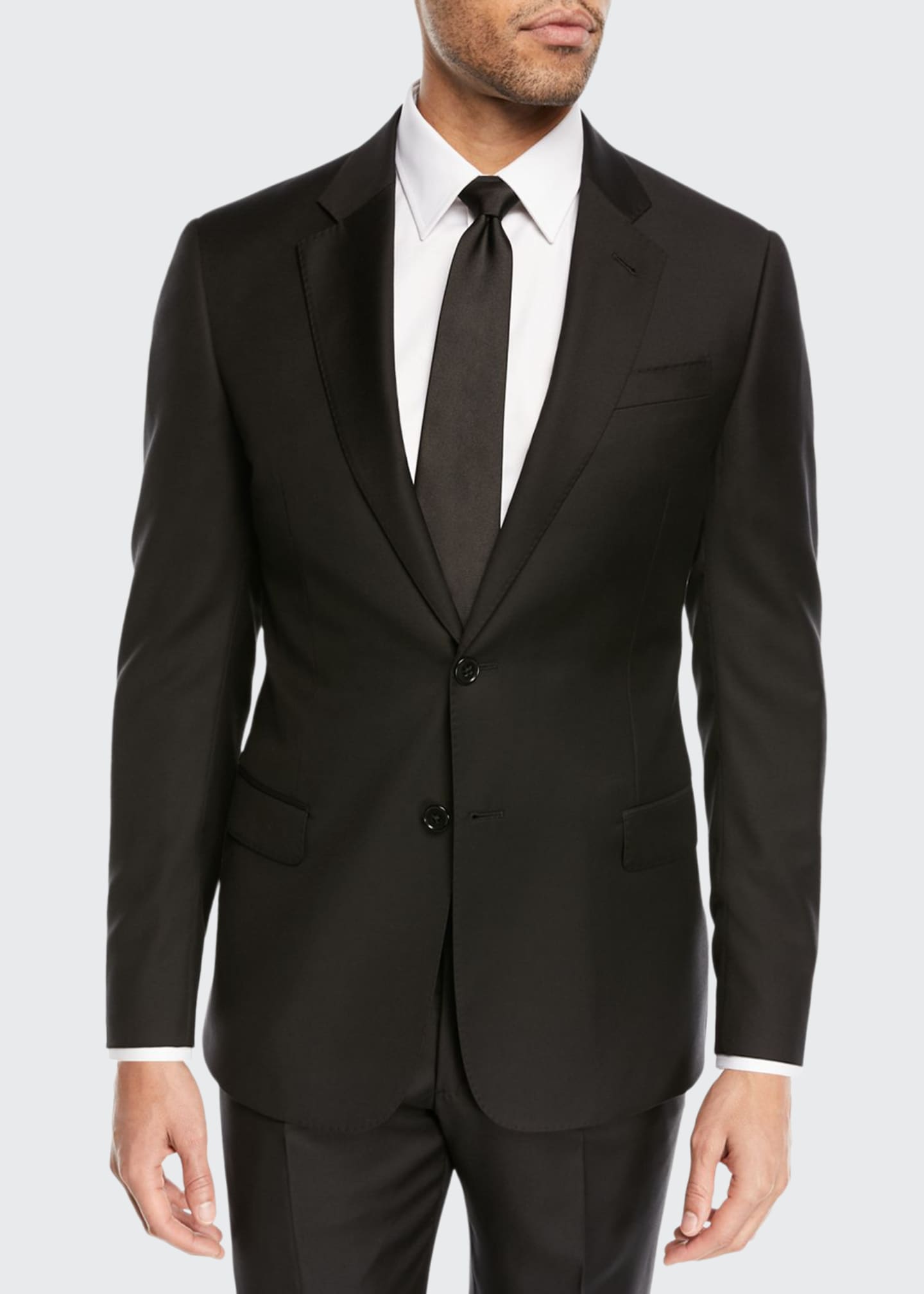 Emporio Armani Super 130s Wool TwoPiece Suit, Black Bergdorf Goodman
