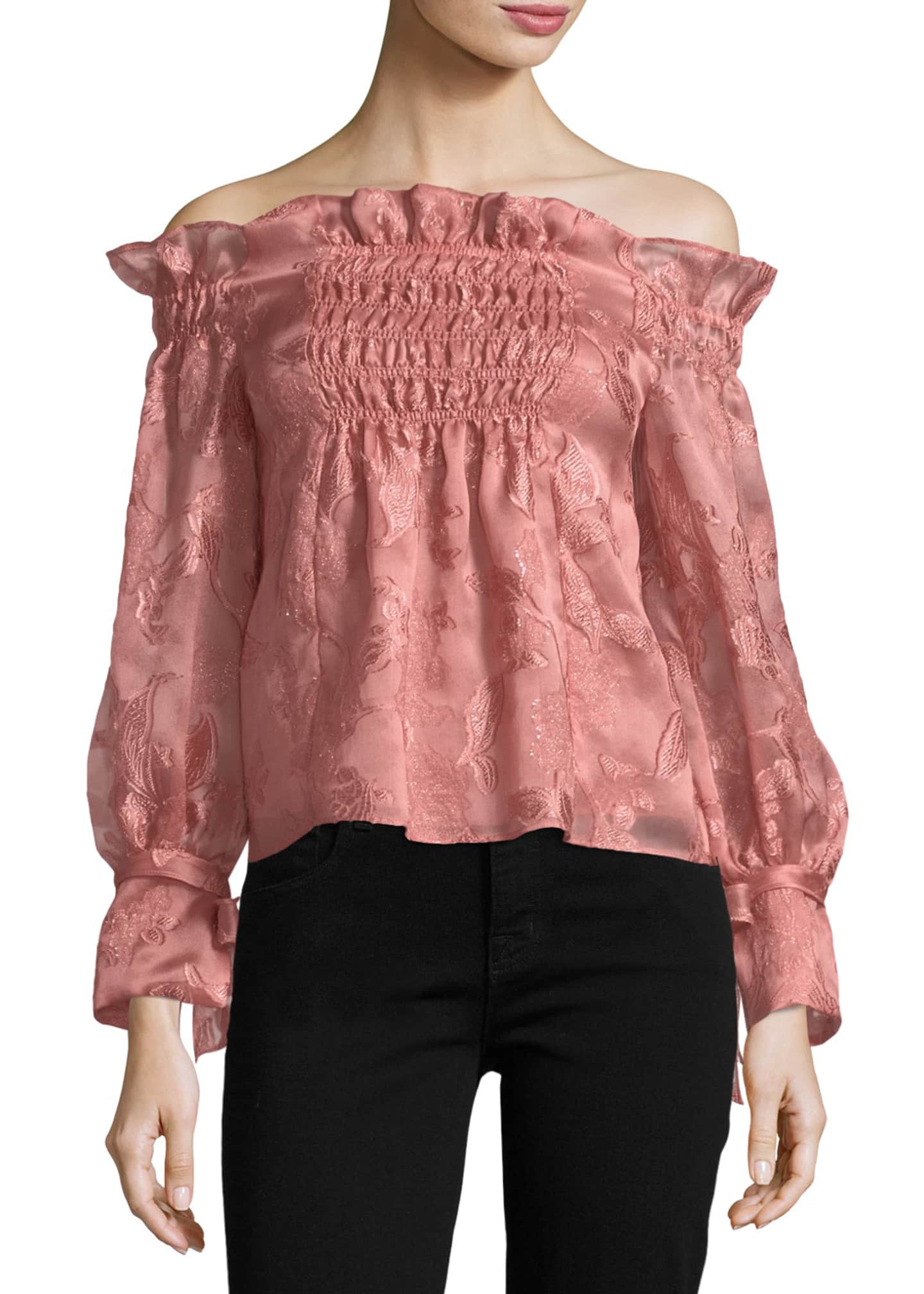 Off the online shoulder organza top