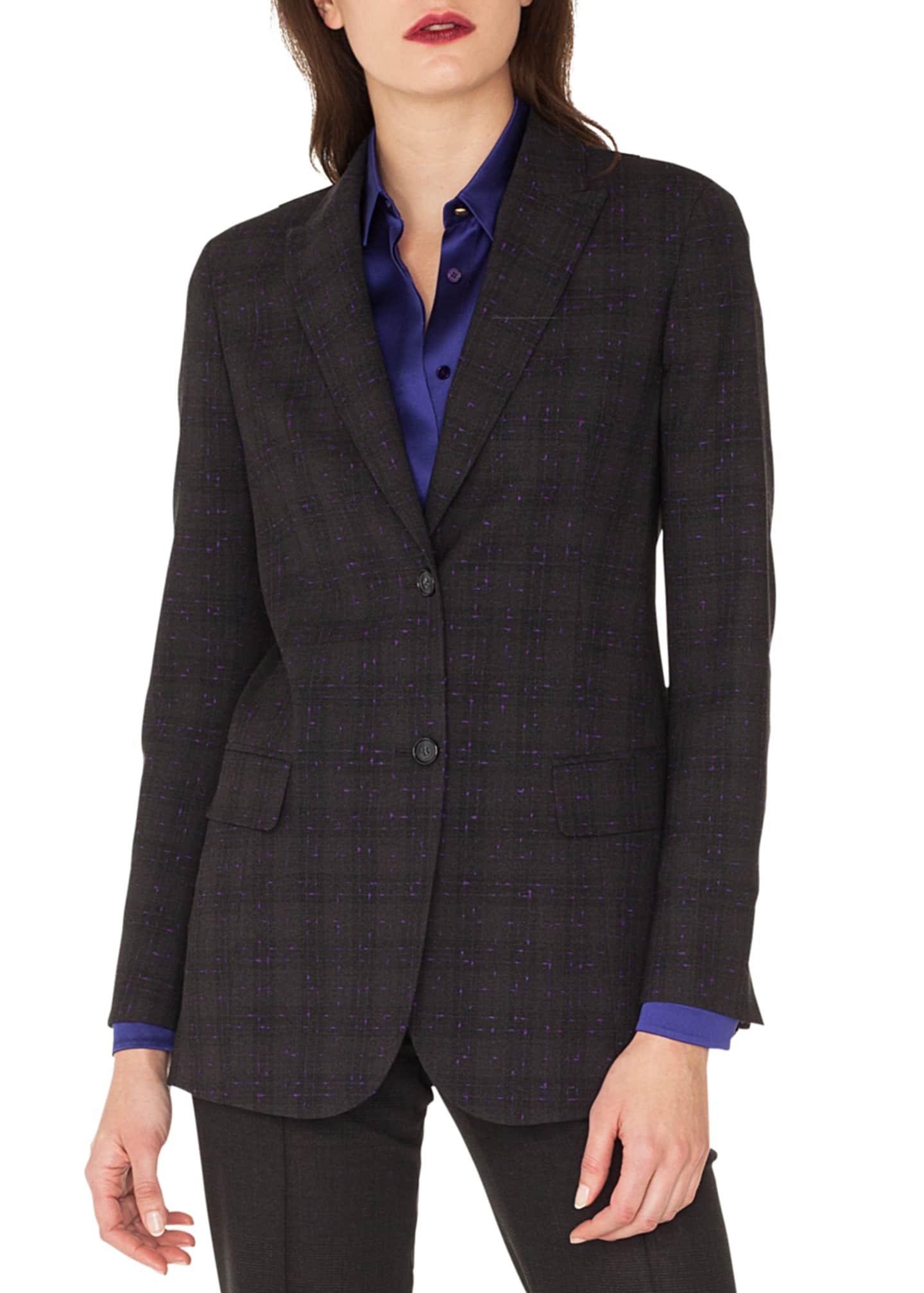 Akris Tweed Long-Sleeve Wool Jacket Image 1 of 2