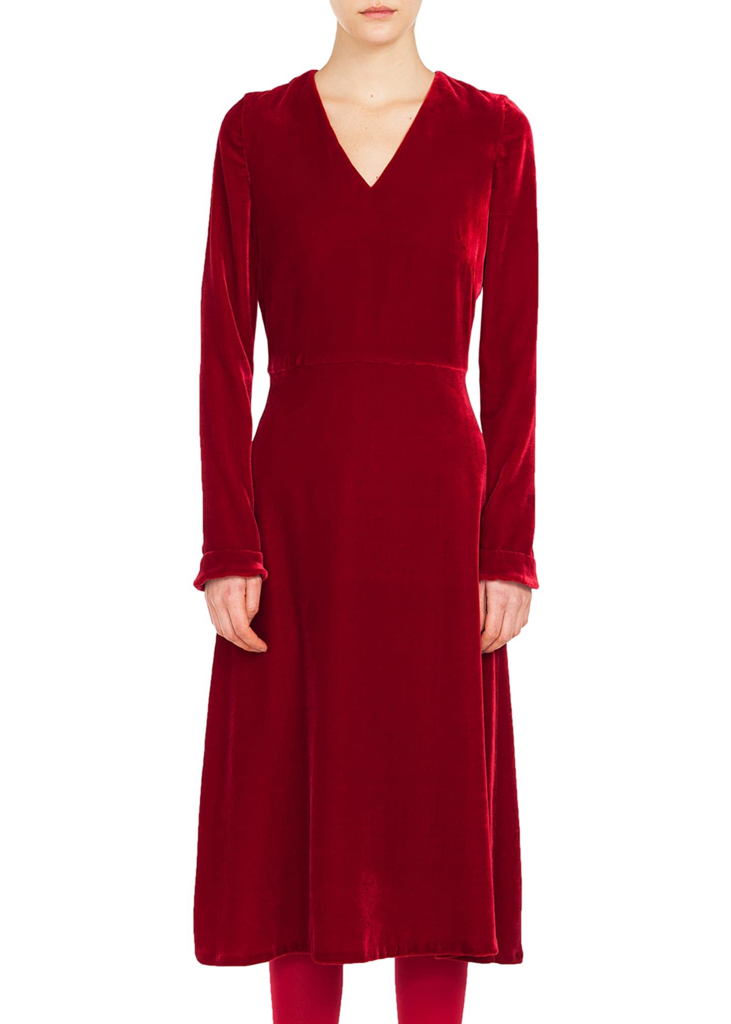 velvet midi dress long sleeve