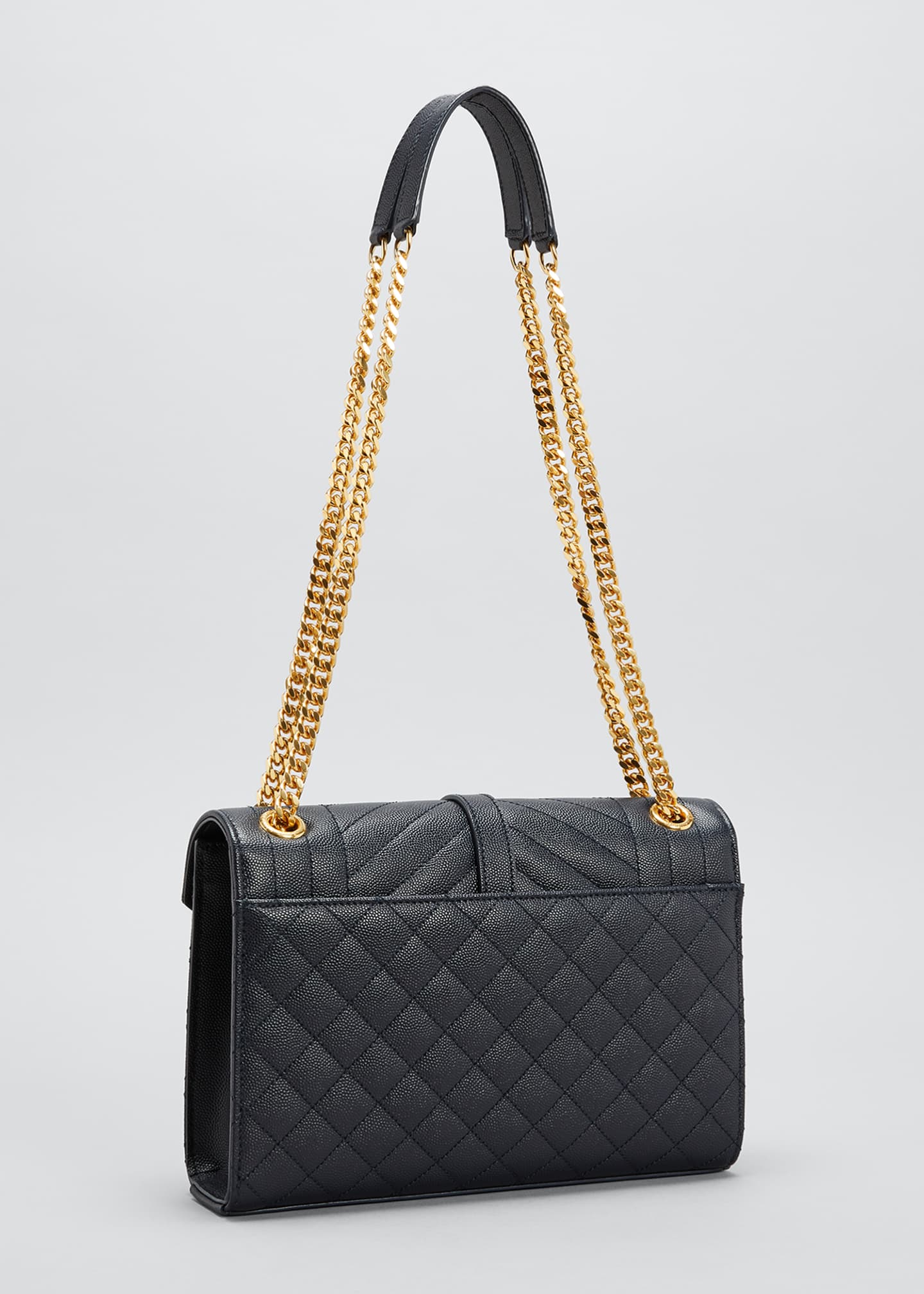 Saint Laurent Medium Tri-Quilted Matelasse Grain de Poudre Flap ...