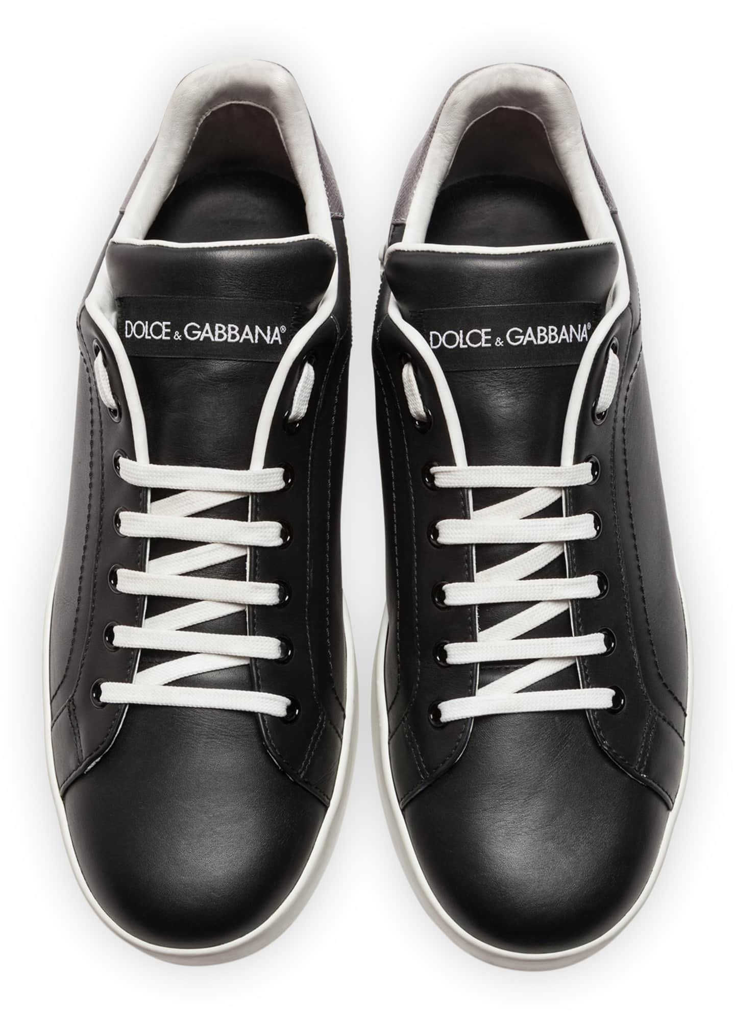 Dolce & Gabbana Men's Portofino Logo Leather Low-Top Sneakers ...