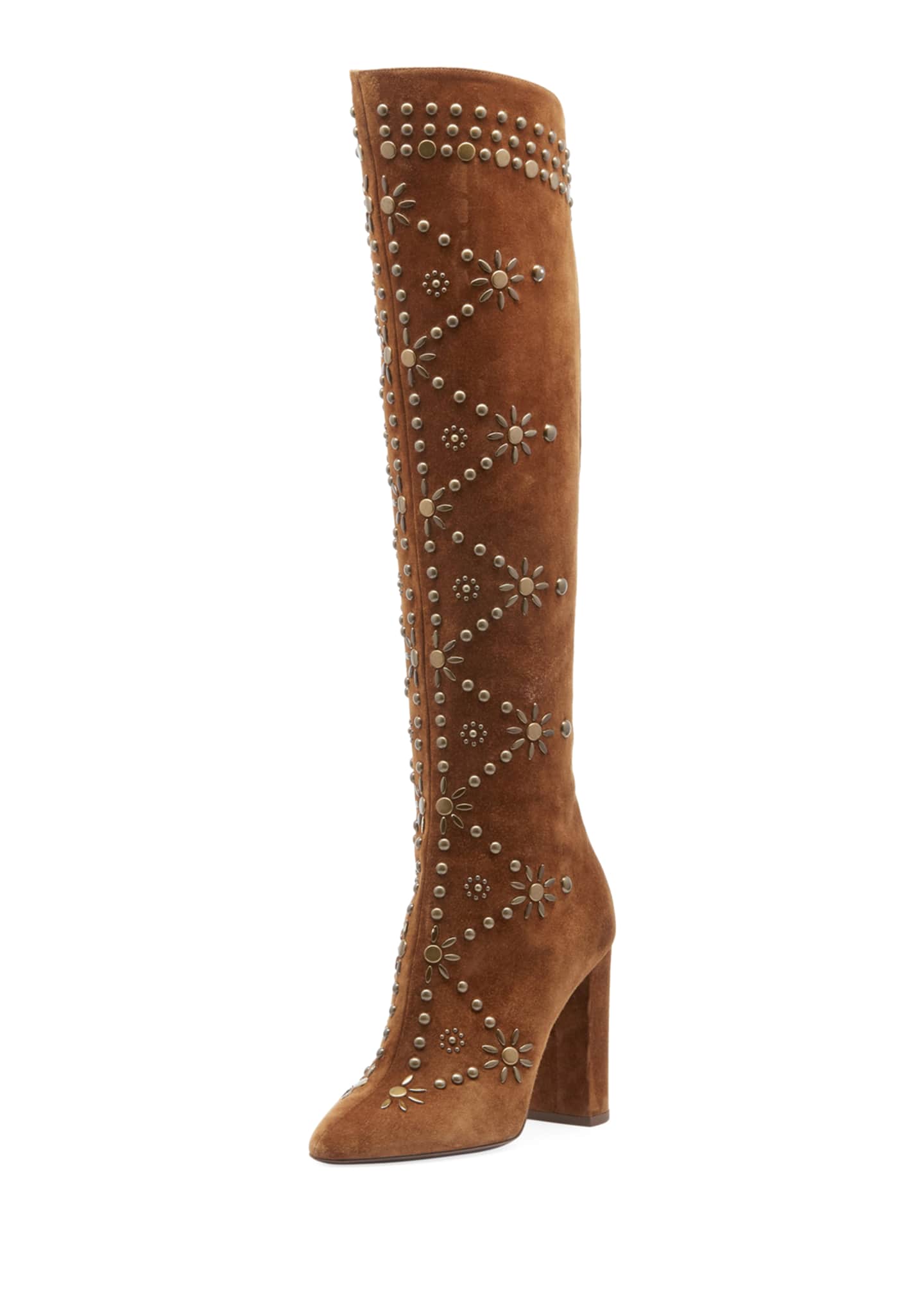 Saint Laurent Ella Studded Suede Knee Boot Bergdorf Goodman