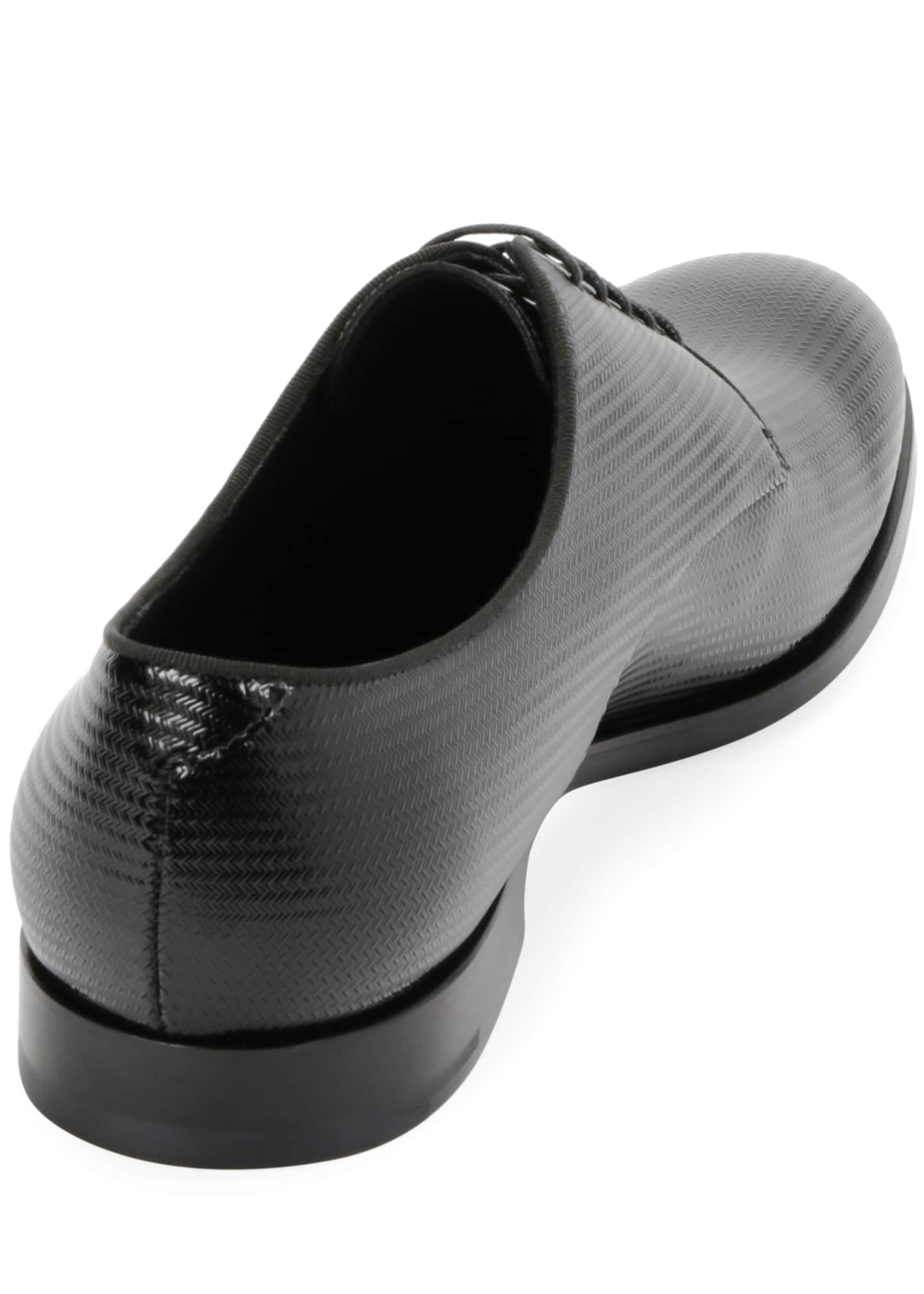 Armani Men's Formal Patent Chevron Leather LaceUp Shoe