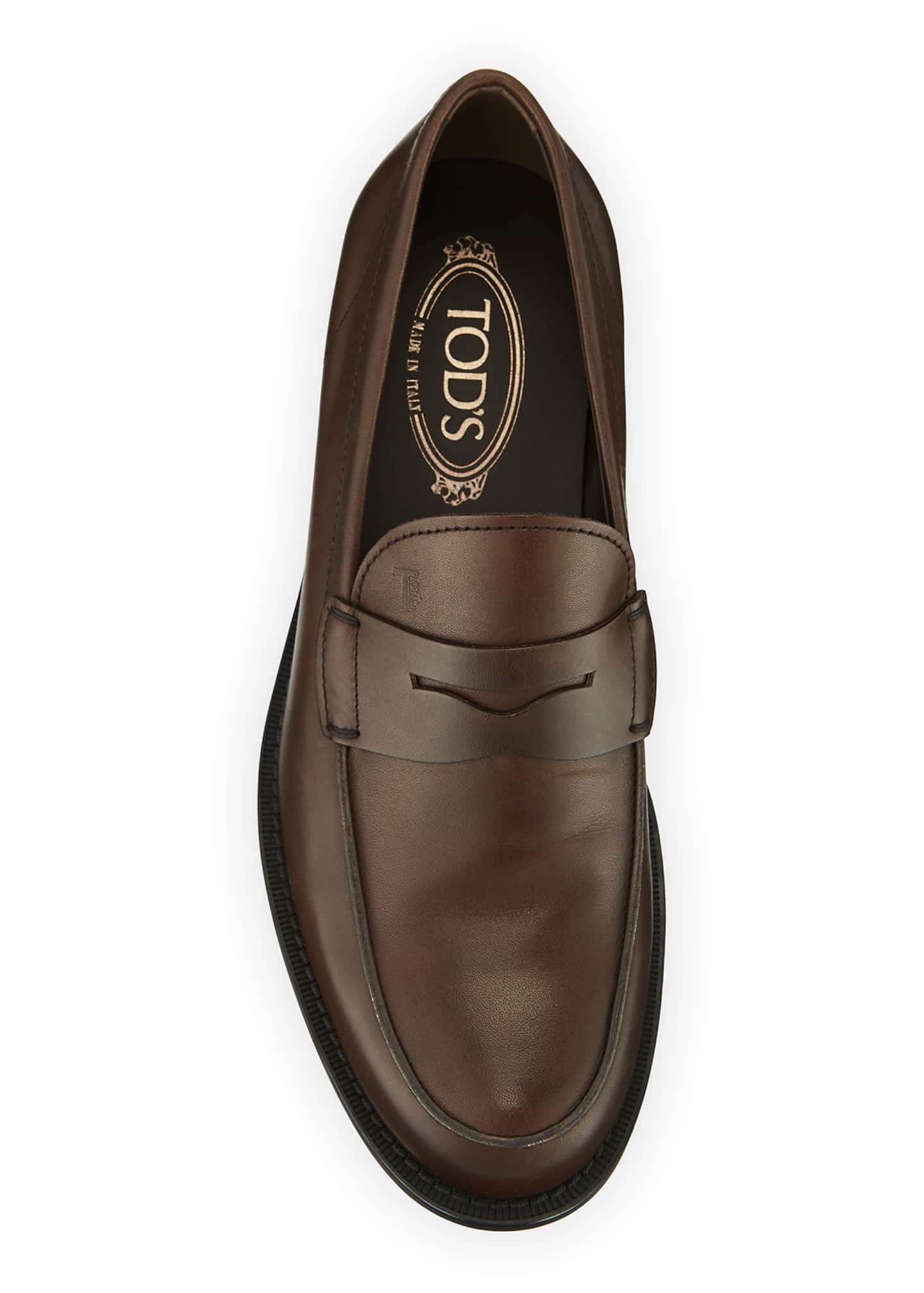 tods gold loafers