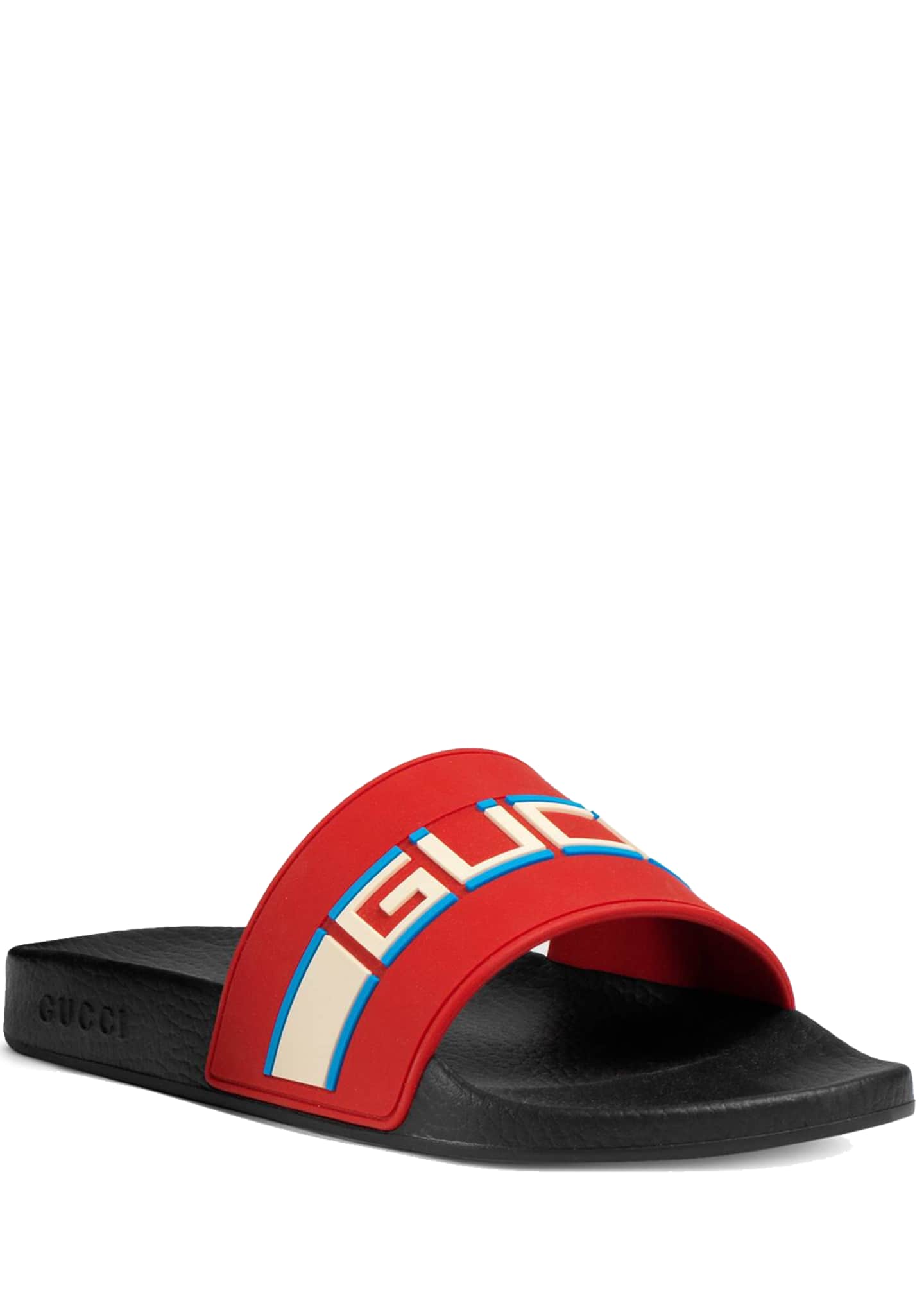 gucci logo rubber slide sandal orange