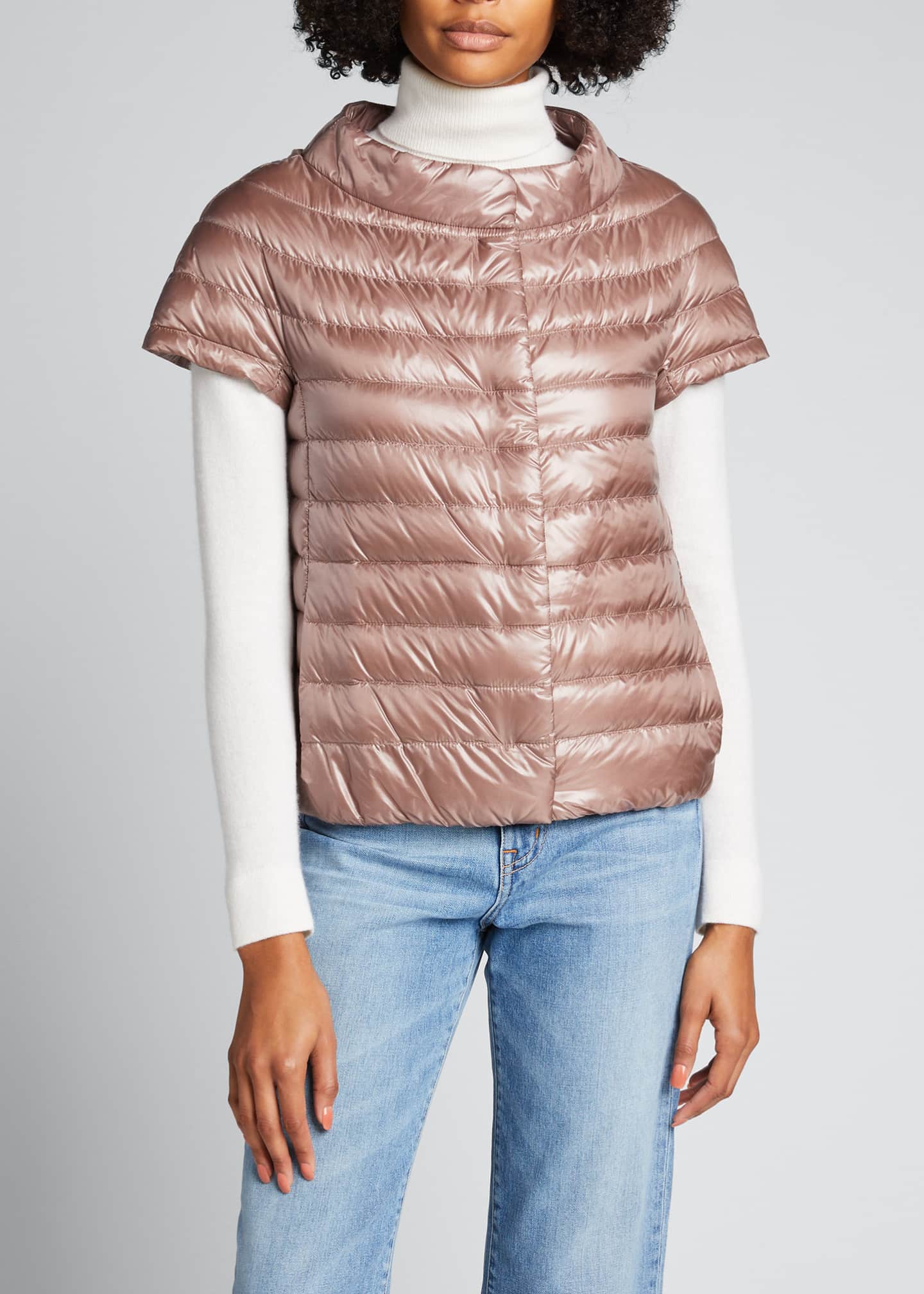 Herno ShortSleeve SnapFront Quilted Puffer Jacket Bergdorf Goodman