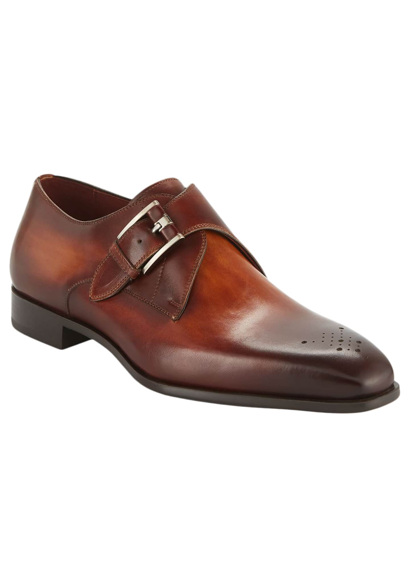 Magnanni for Neiman Marcus Men's Single-Monk Leather Shoes - Bergdorf ...