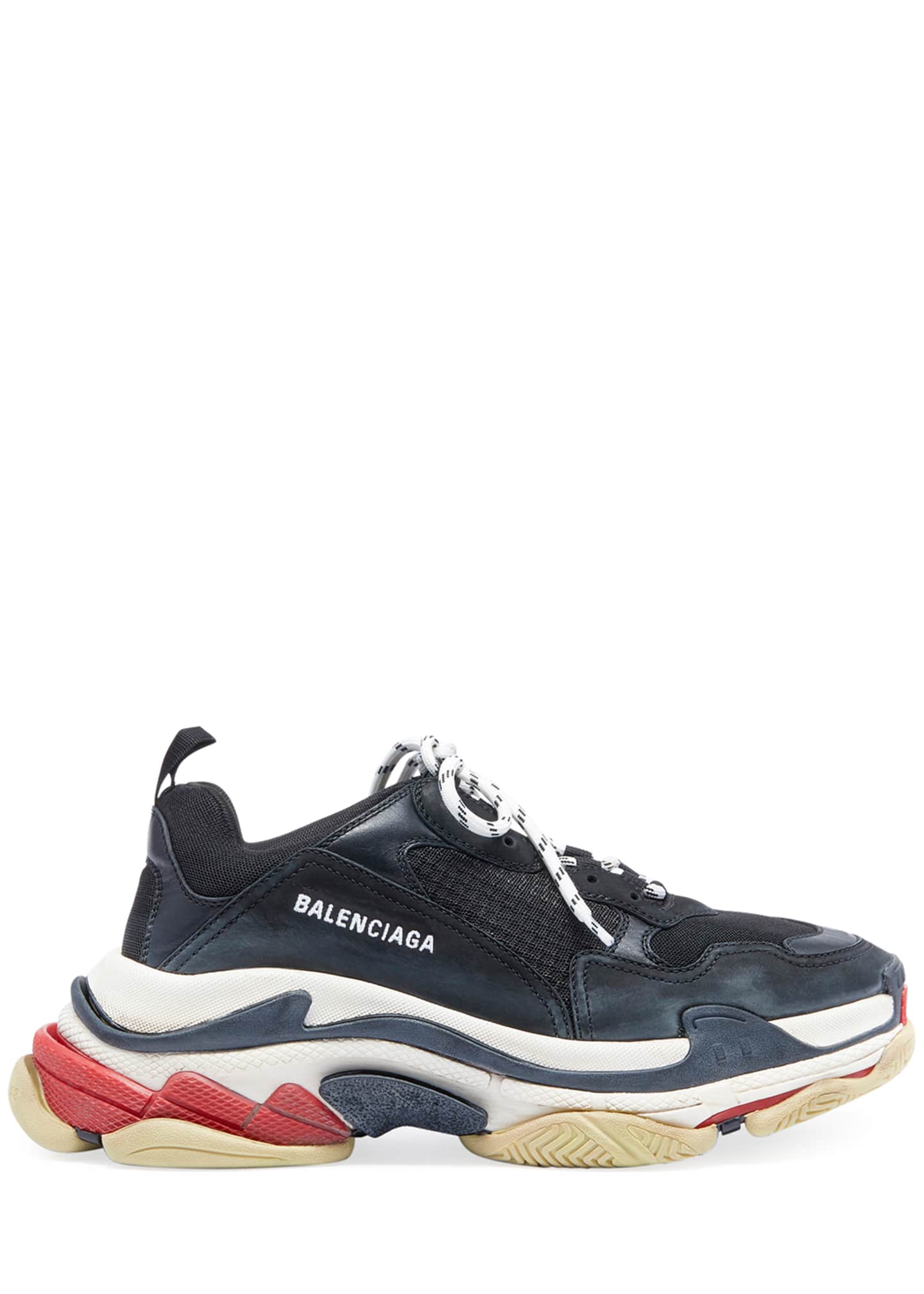Balenciaga Men S Triple S Mesh Leather Sneakers Black