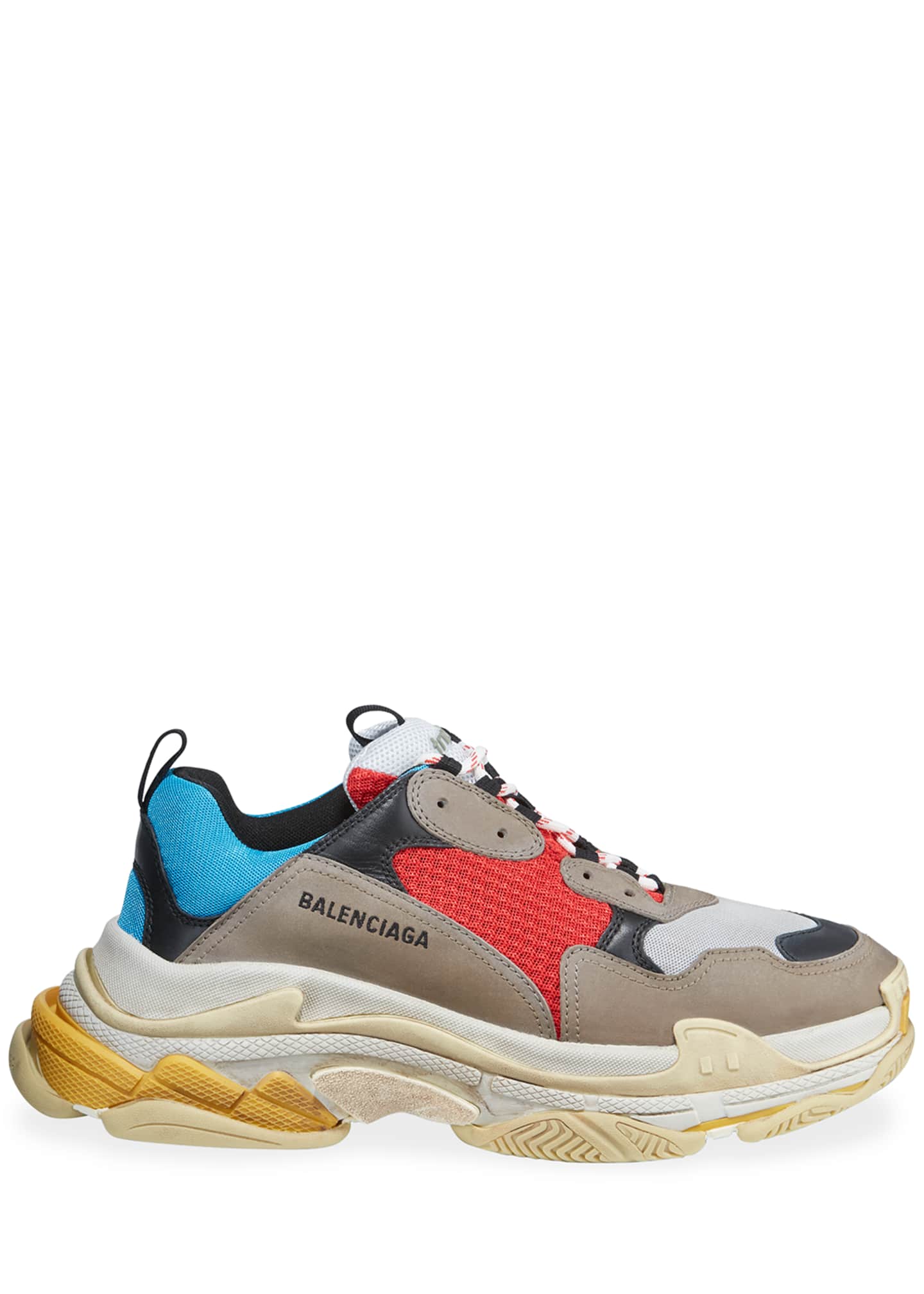 balenciaga mens triple s leather and mesh trainers