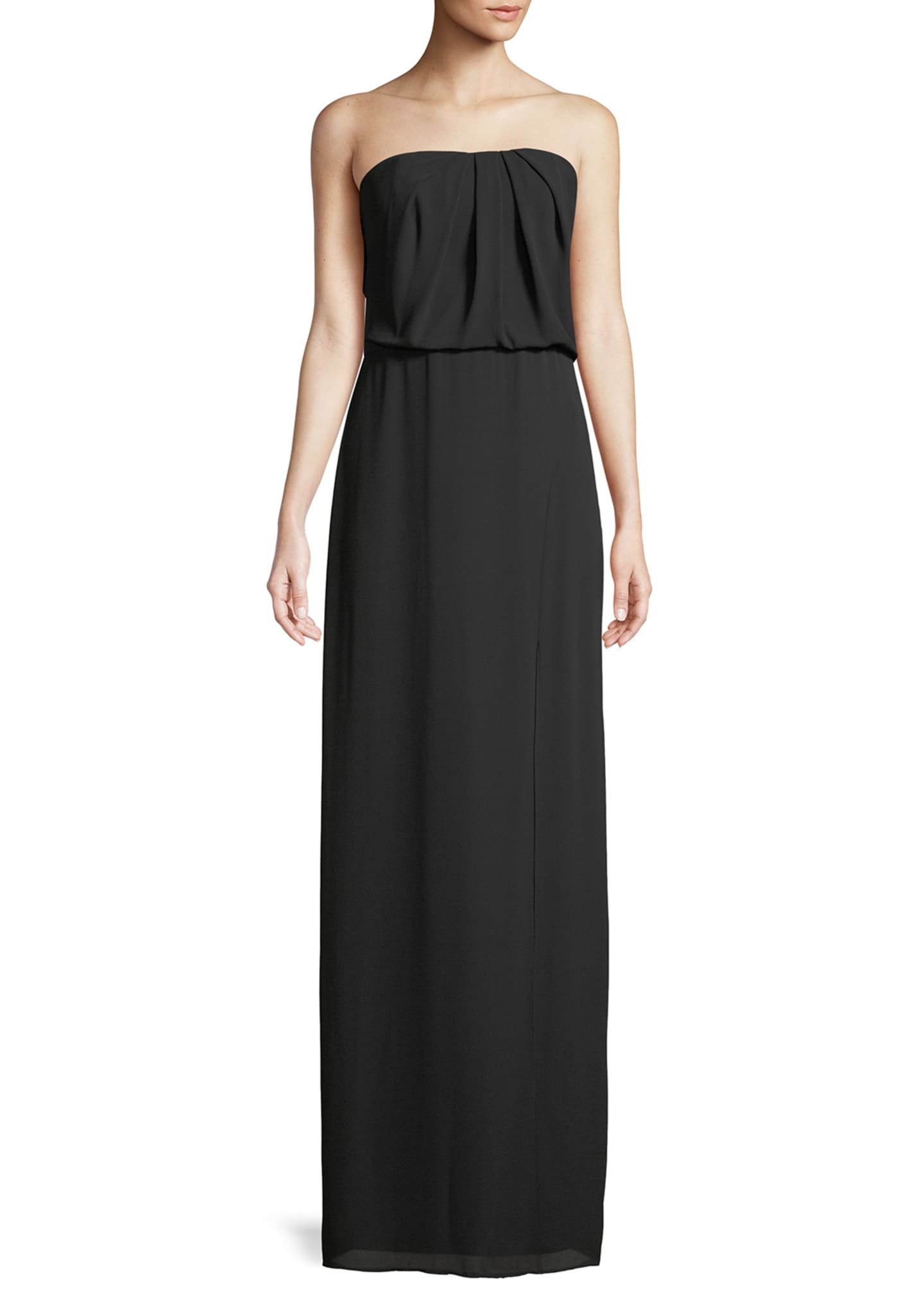 draped back evening gown