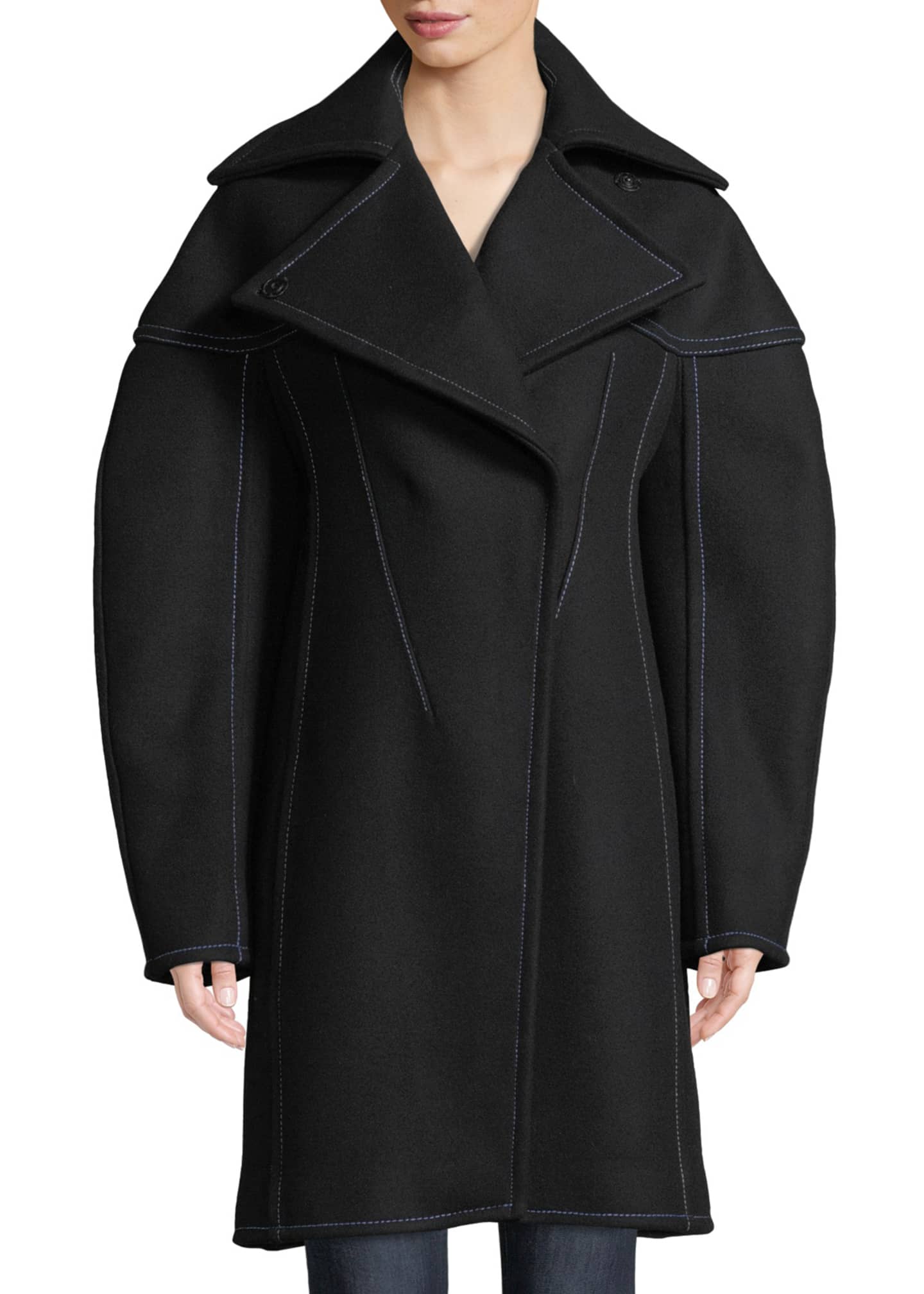 Full Sleeve Structured Wool Coat w Seaming Details