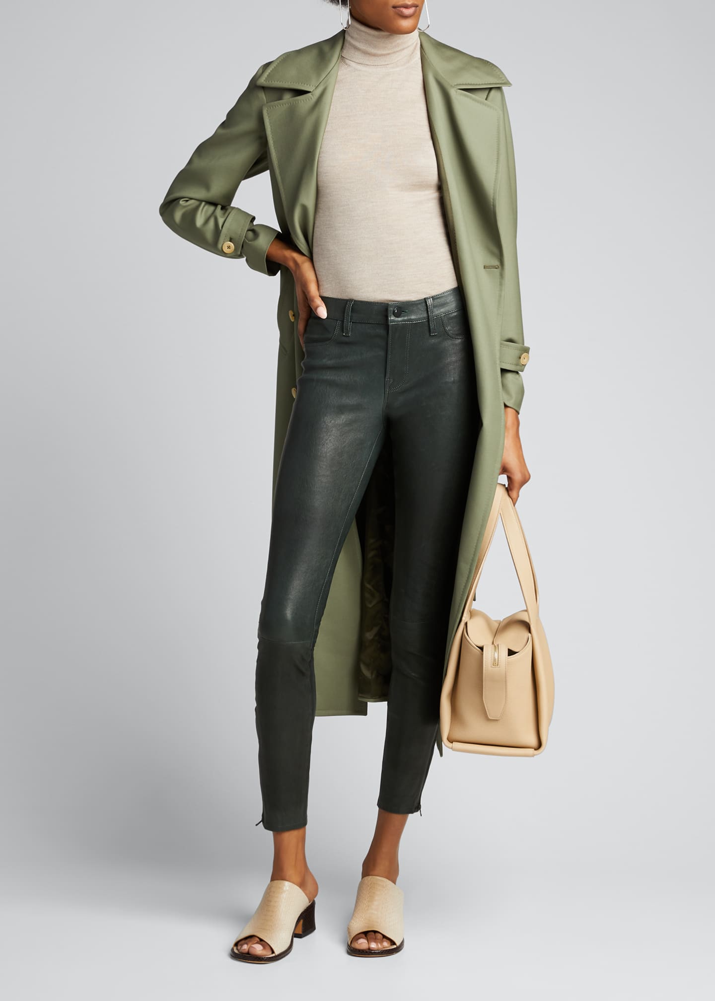 PAIGE Constance SplitFront Leather Skinny Pants
