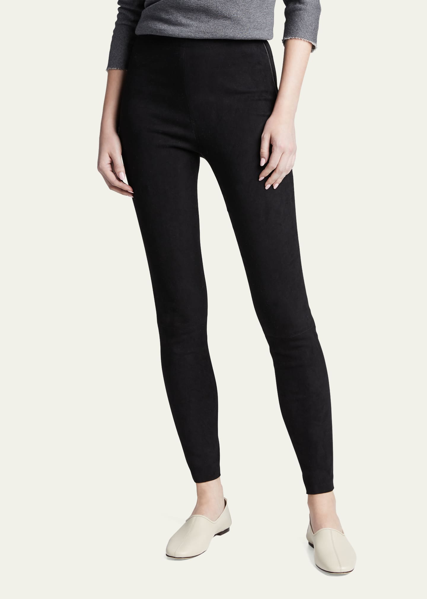 Alice + Olivia Maddox Suede HighWaist SideZip Leggings Bergdorf Goodman