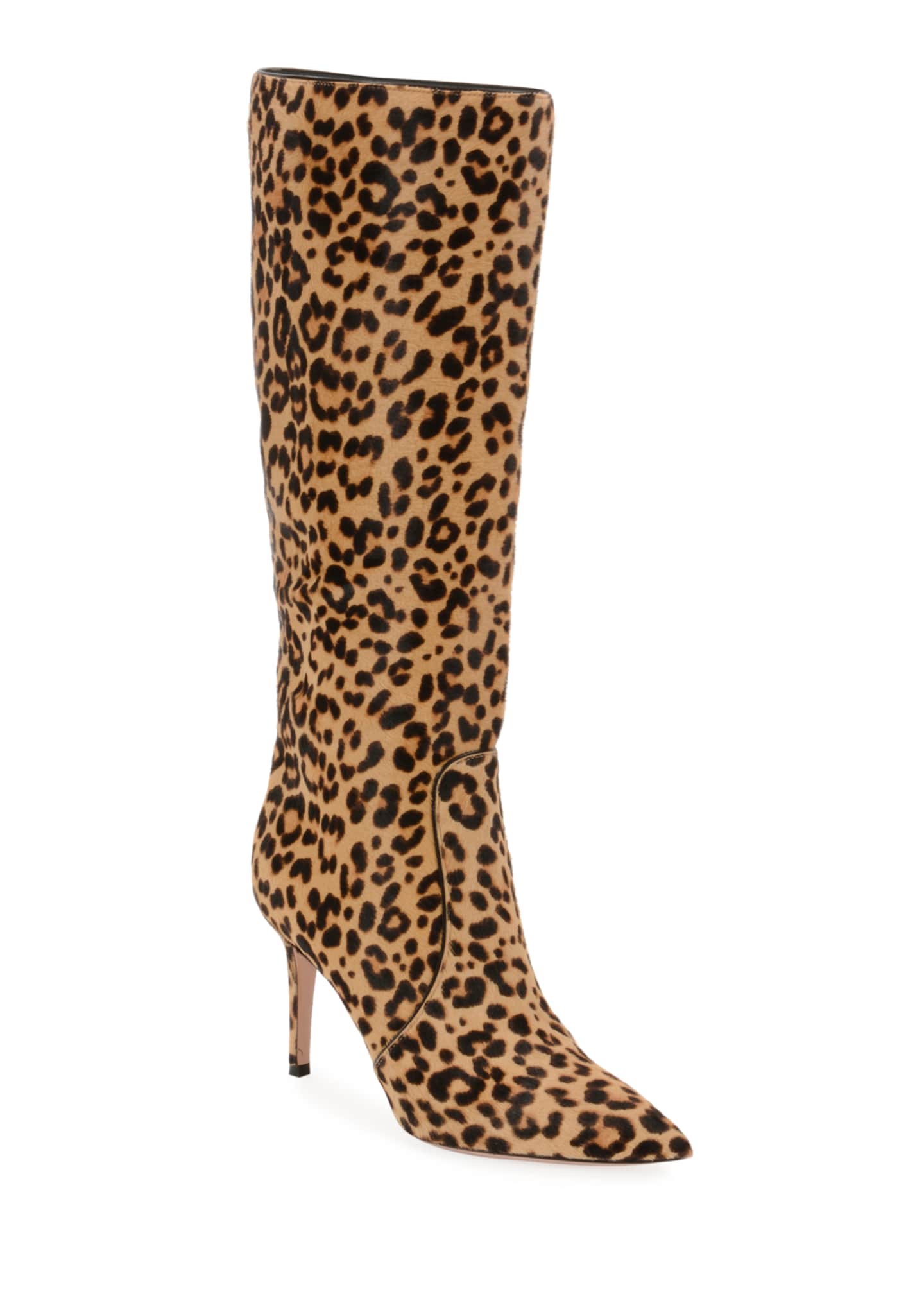 leopard print calf hair booties