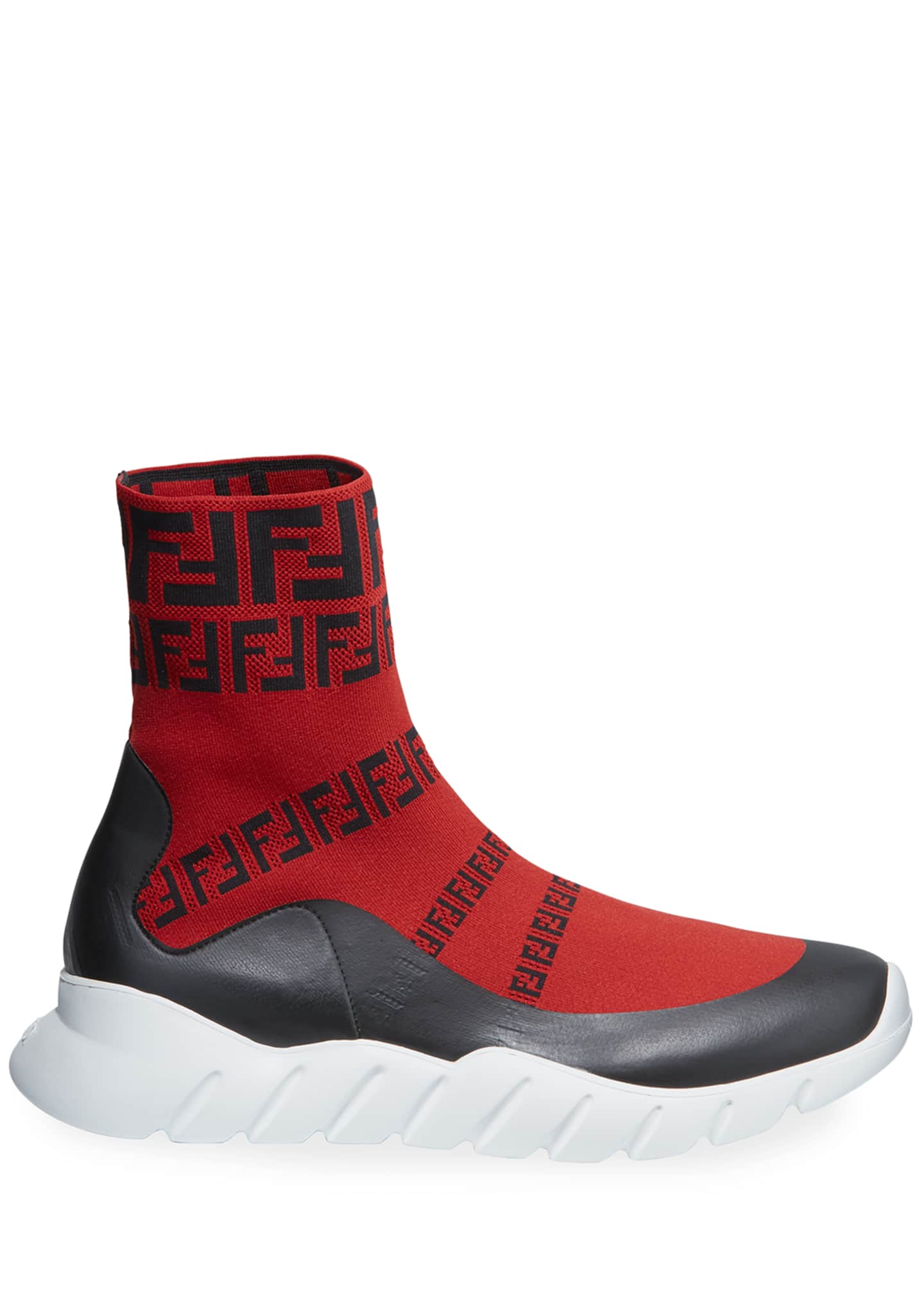 Fendi Men's FF Print Sock Boot Sneakers, Red - Bergdorf Goodman