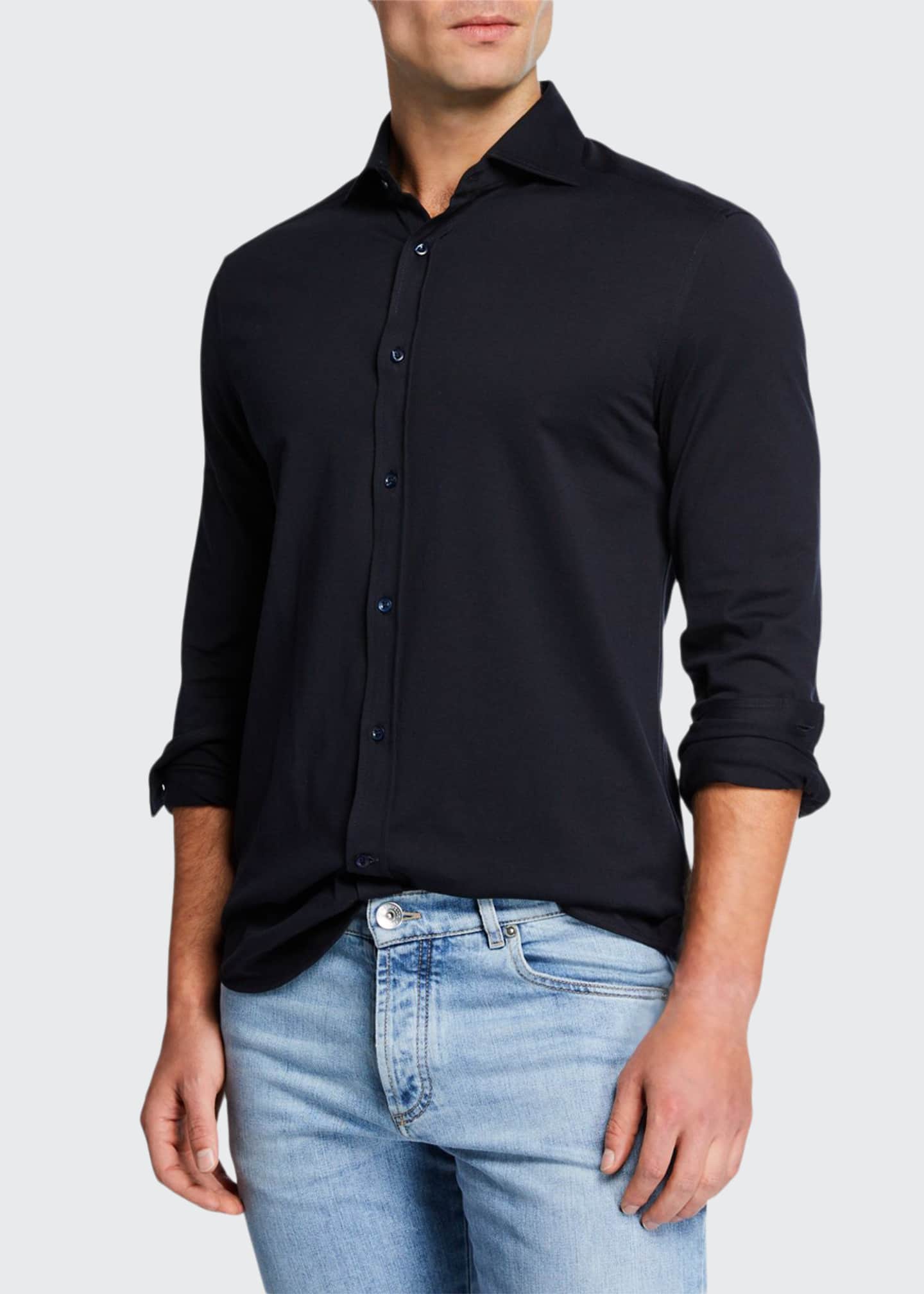 Brunello Cucinelli Men's Jersey Knit Sport Shirt - Bergdorf Goodman