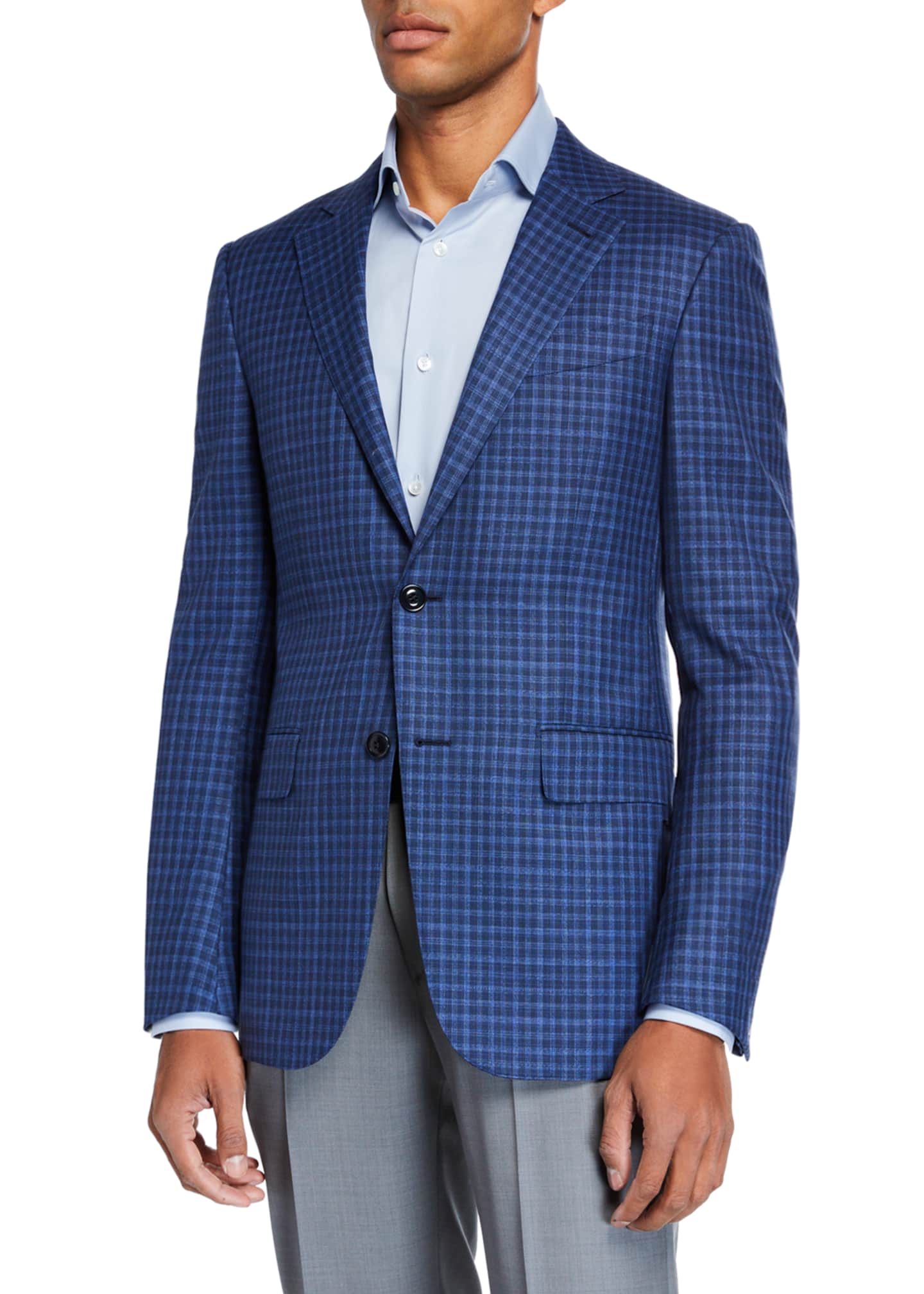 Ermenegildo Zegna Men's Gingham Check Wool TwoButton Jacket Bergdorf