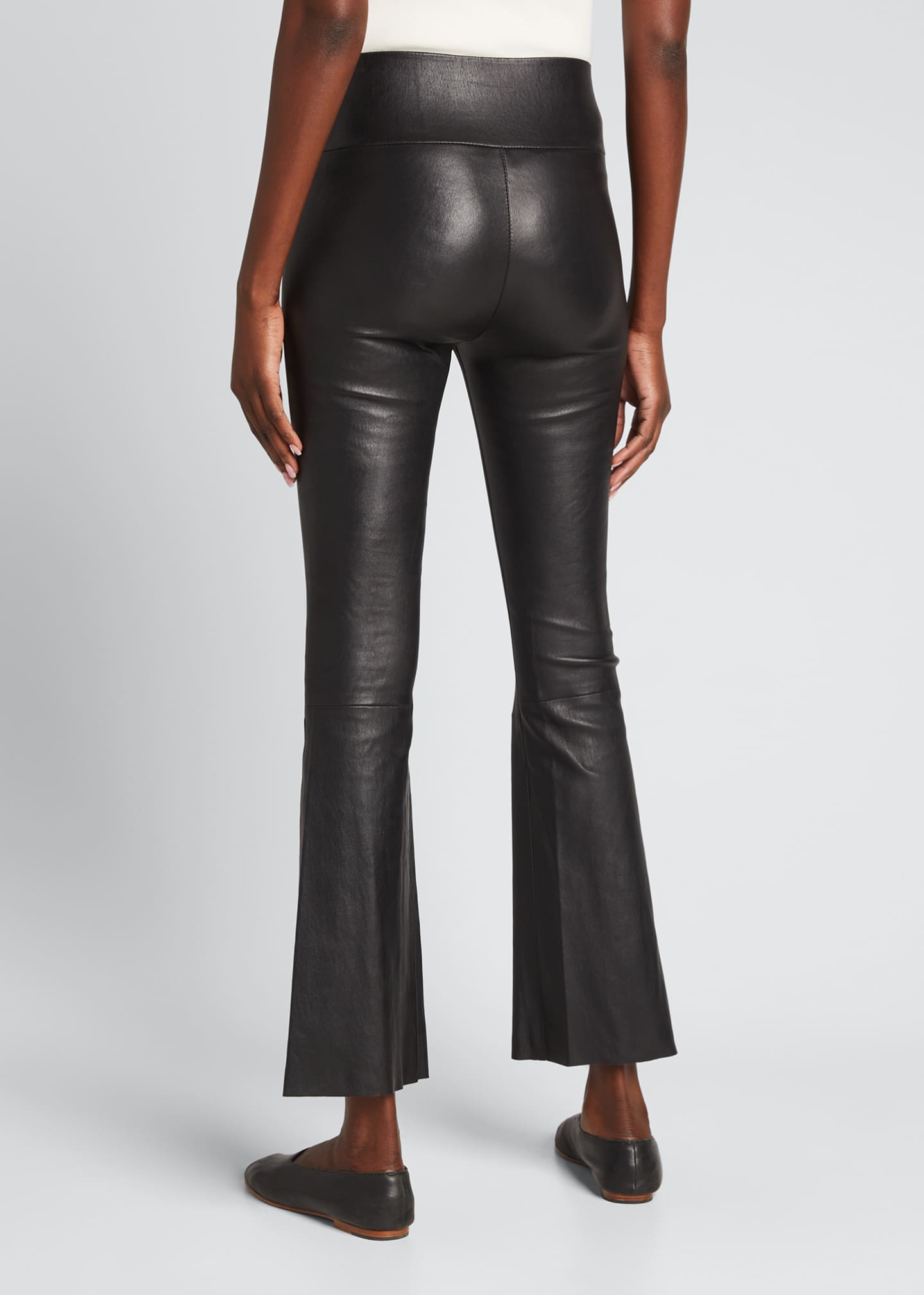 SPRWMN High-Waist Flare-Leg Cropped Leather Leggings - Bergdorf Goodman