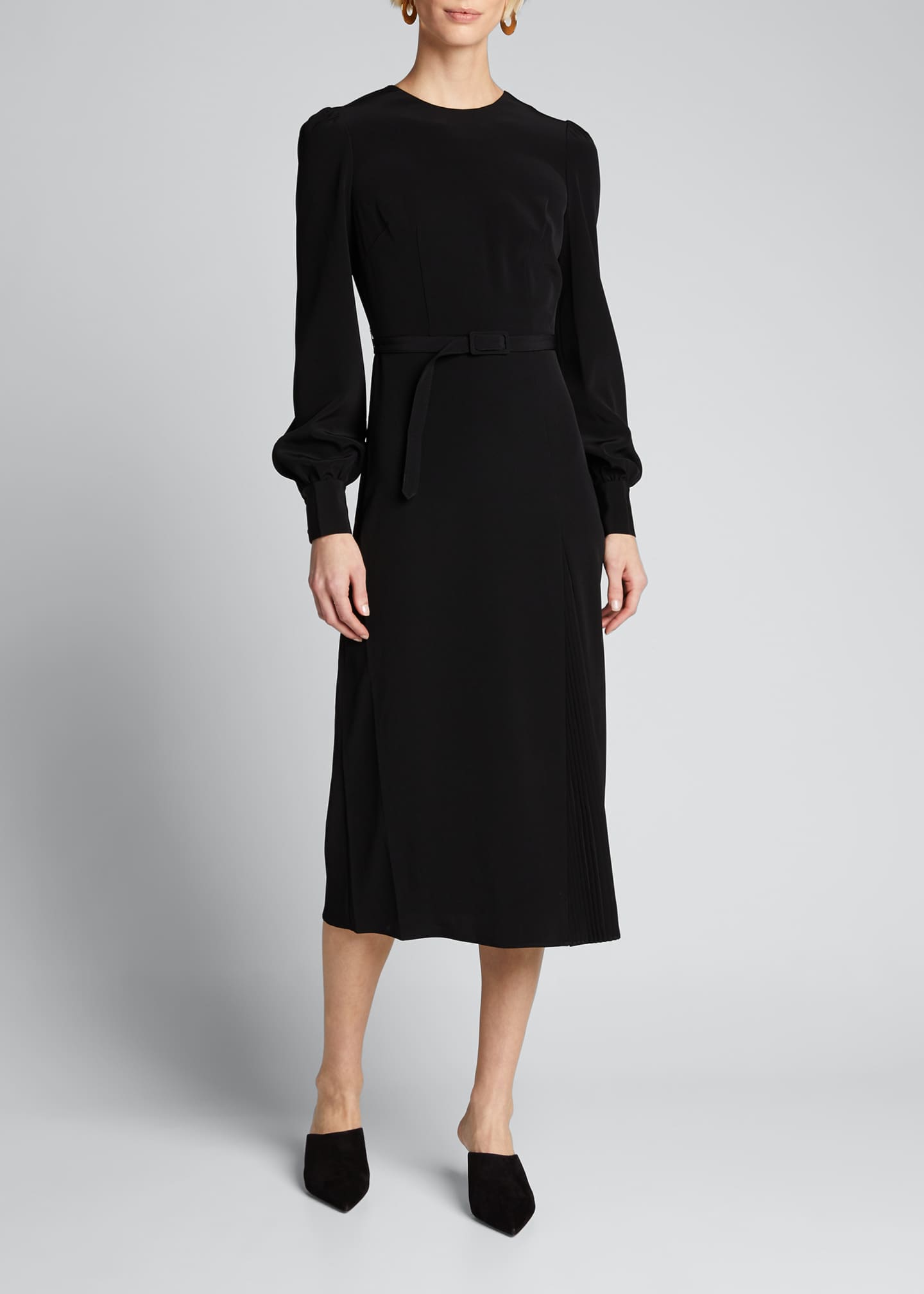 Co Tifa Stretch Crepe Long-Sleeve Belted Dress - Bergdorf Goodman