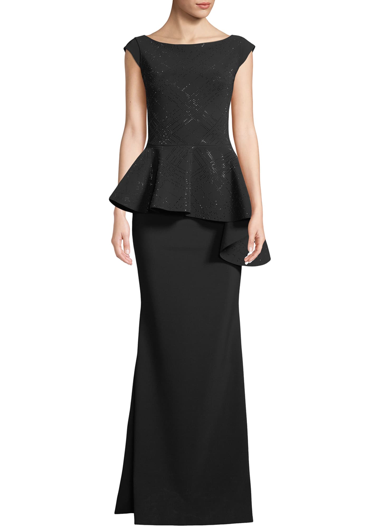 peplum evening gown with sleeves