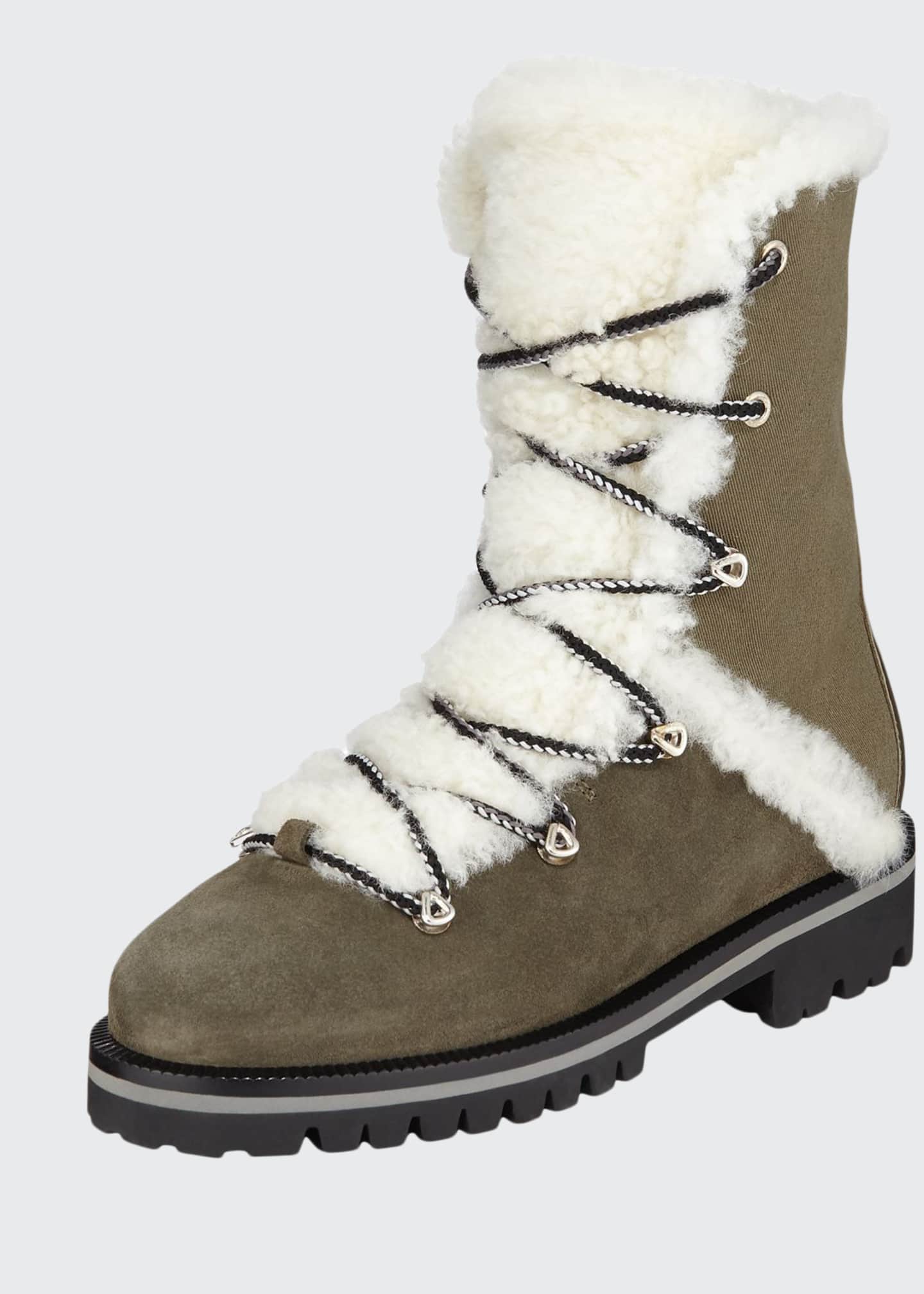 Yves Solomon High-Top Combat Boots with Shearling Trim - Bergdorf Goodman