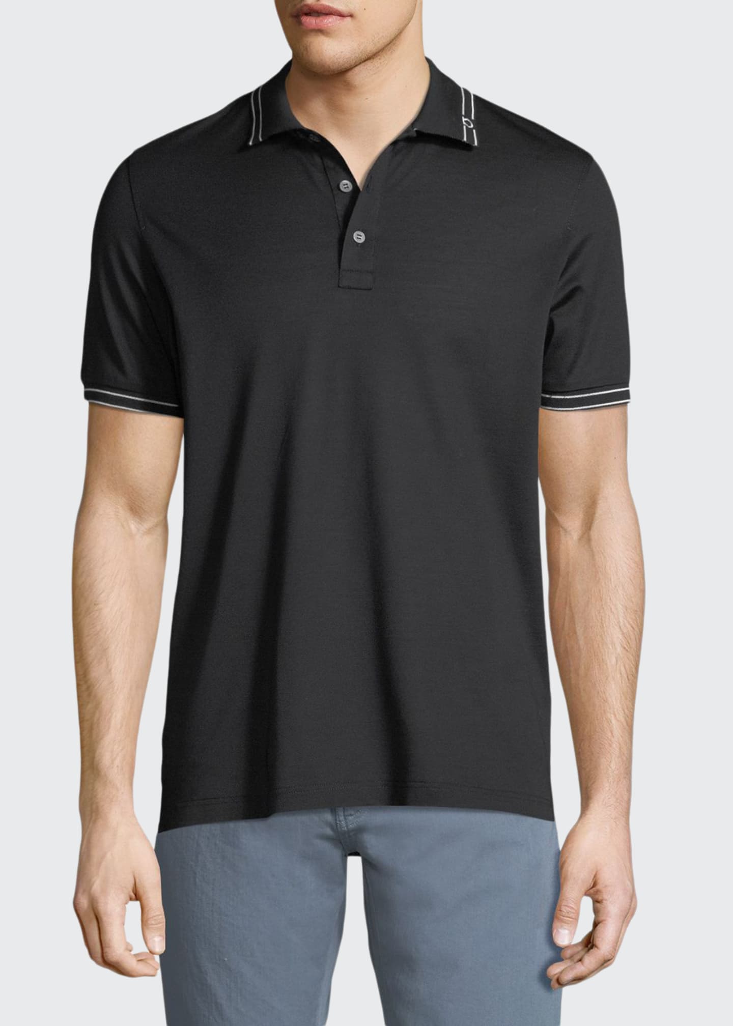 Salvatore Ferragamo Men's Tipped Cotton Polo Shirt - Bergdorf Goodman