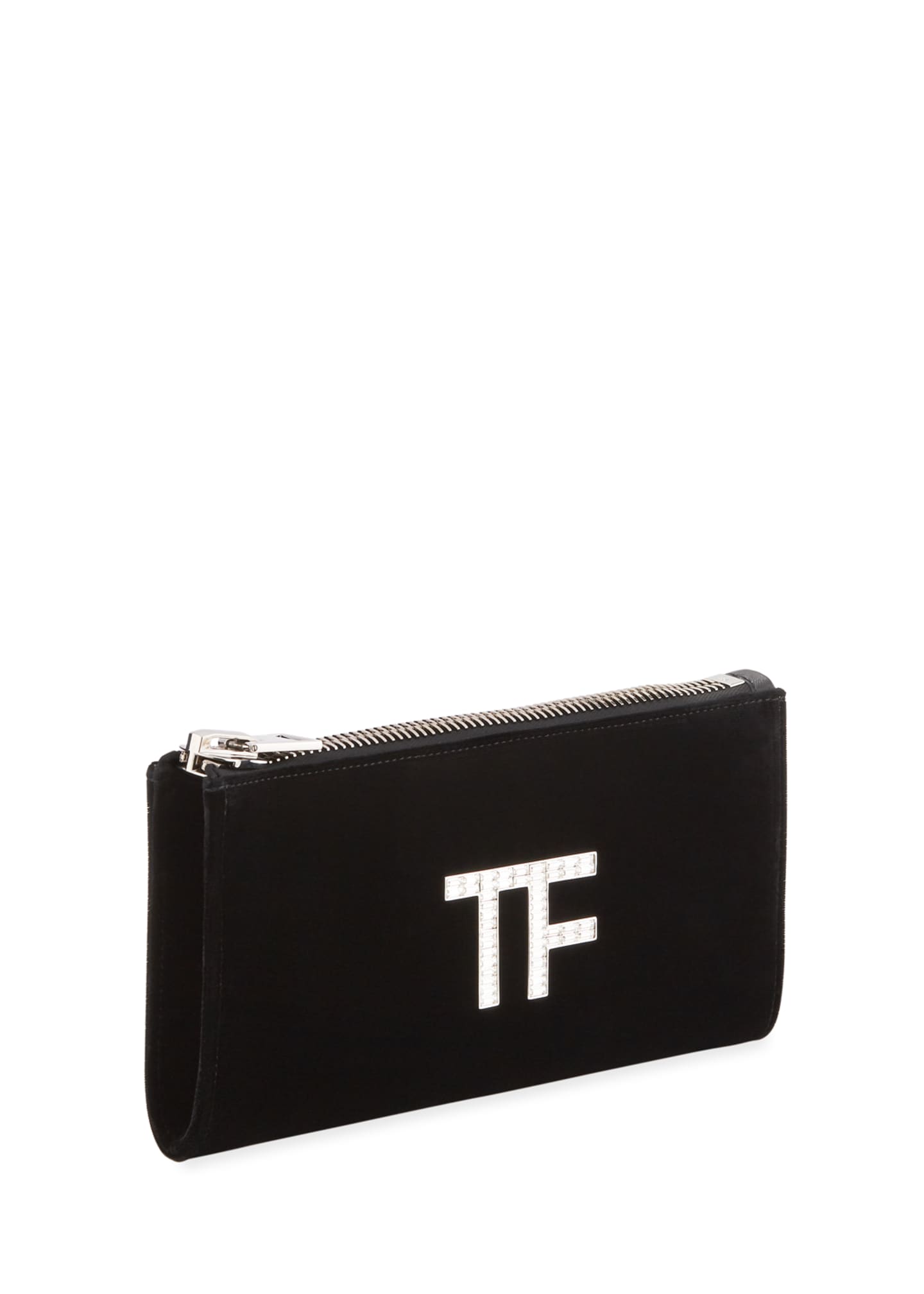 TOM FORD Velvet Clutch Bag with Crystal TF Logo - Bergdorf Goodman