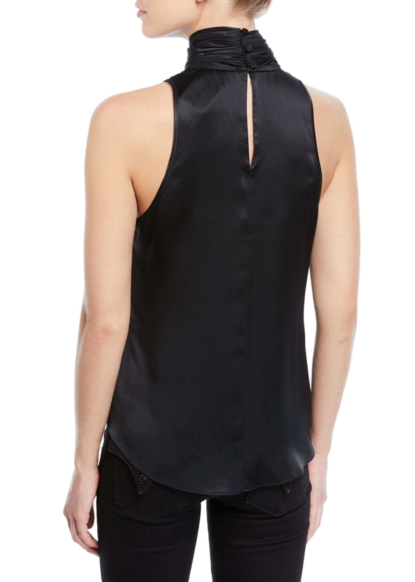cinq a sept Jazlyn Silk Sleeveless Turtleneck Top Bergdorf Goodman