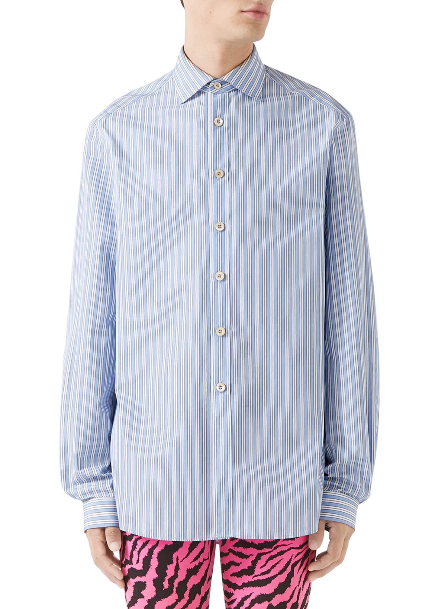 Gucci Men S 70s Striped Poplin Shirt