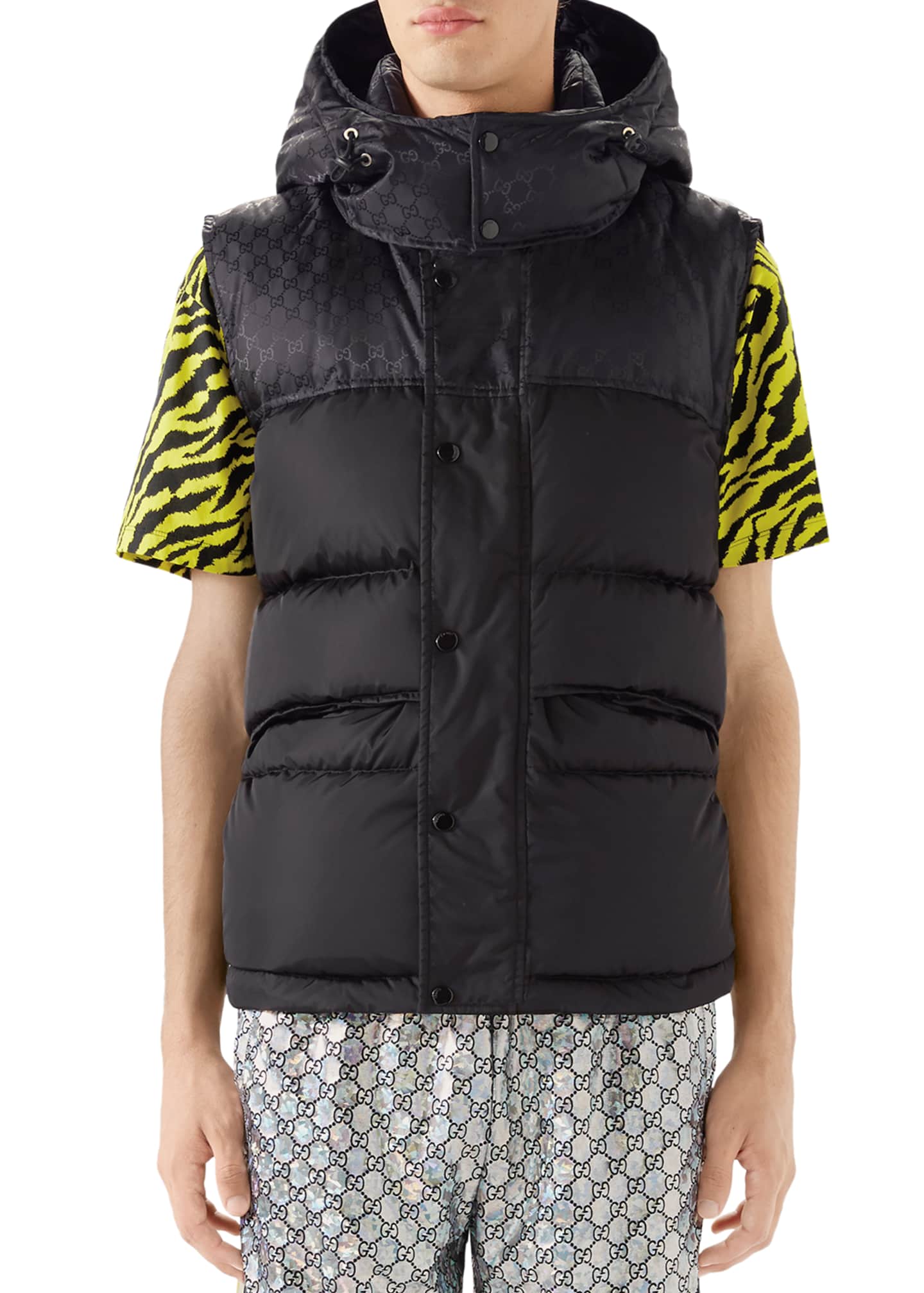 mens puffer vest with hood