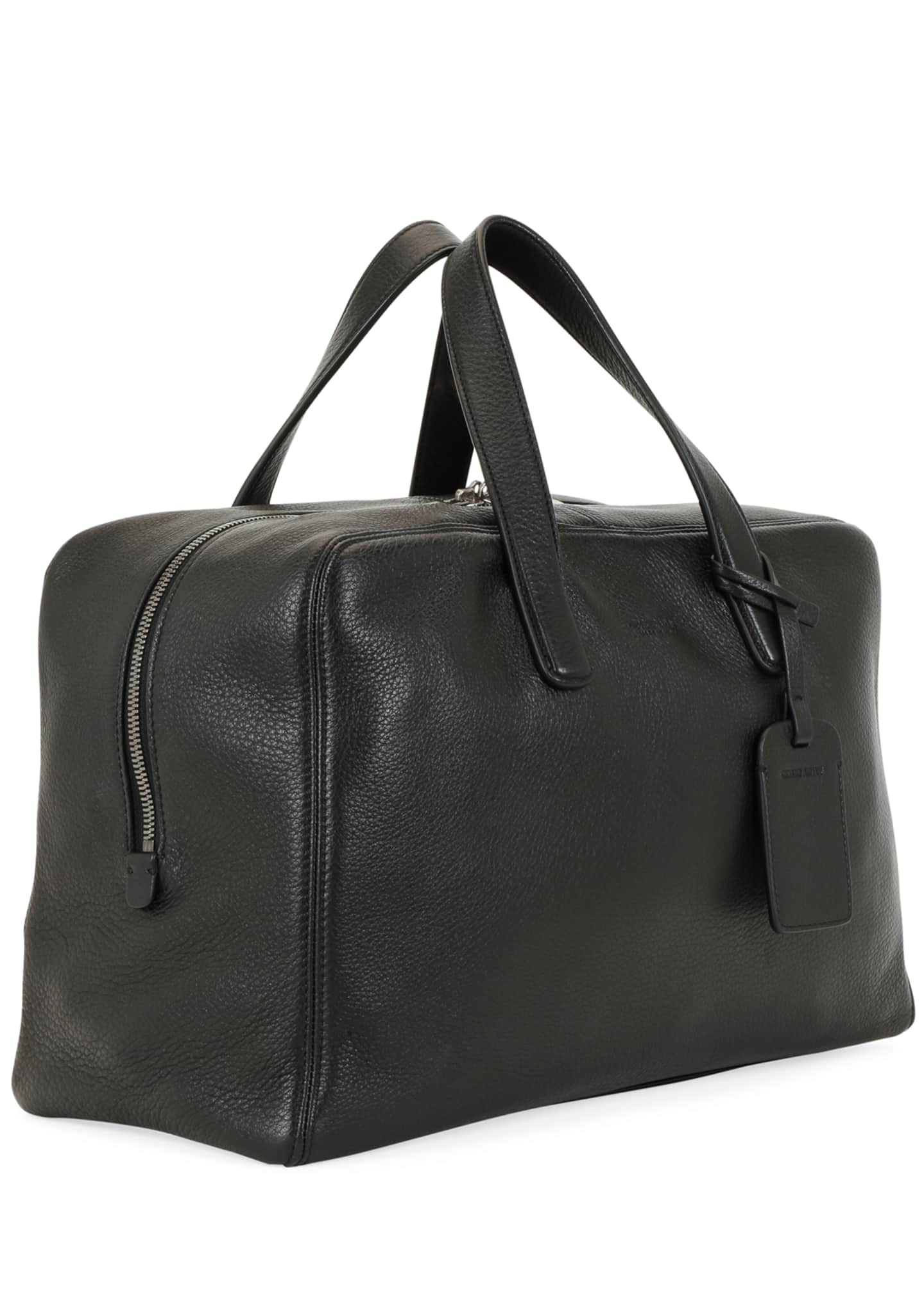 Giorgio Armani Men's Deer Leather Carryall Duffel Bag, Black - Bergdorf ...