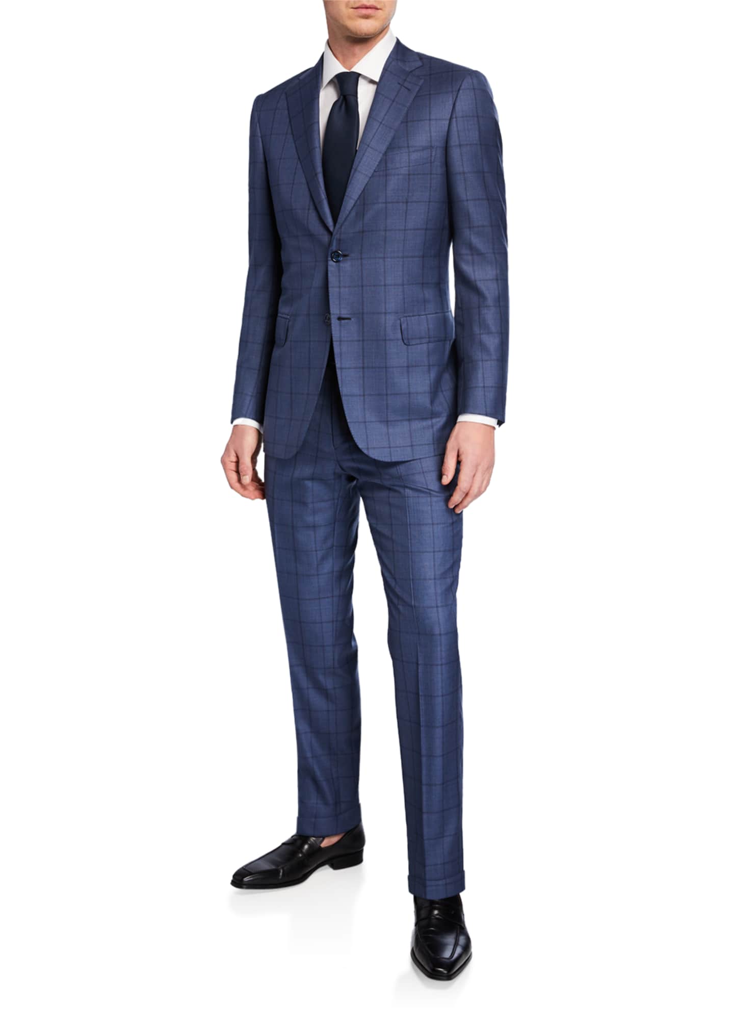 Brioni Men's Windowpane Wool-Silk Two-Piece Suit - Bergdorf Goodman
