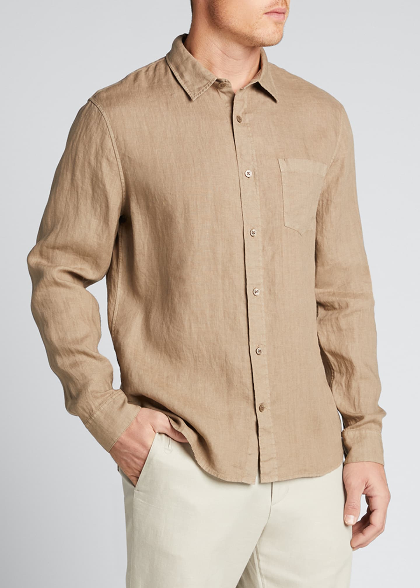 Vince Men's LongSleeve Linen Sport Shirt Bergdorf Goodman