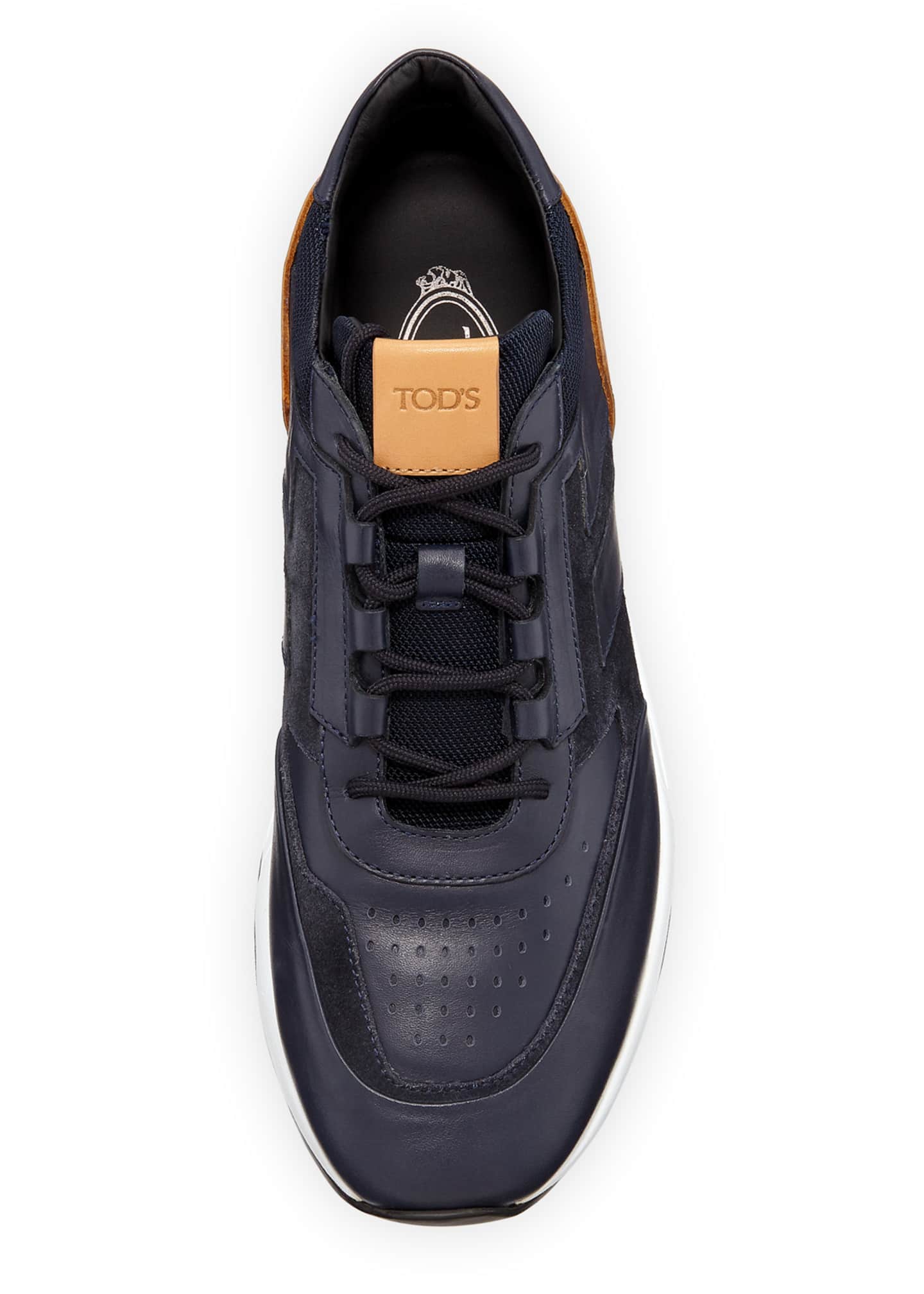 mens navy leather trainers