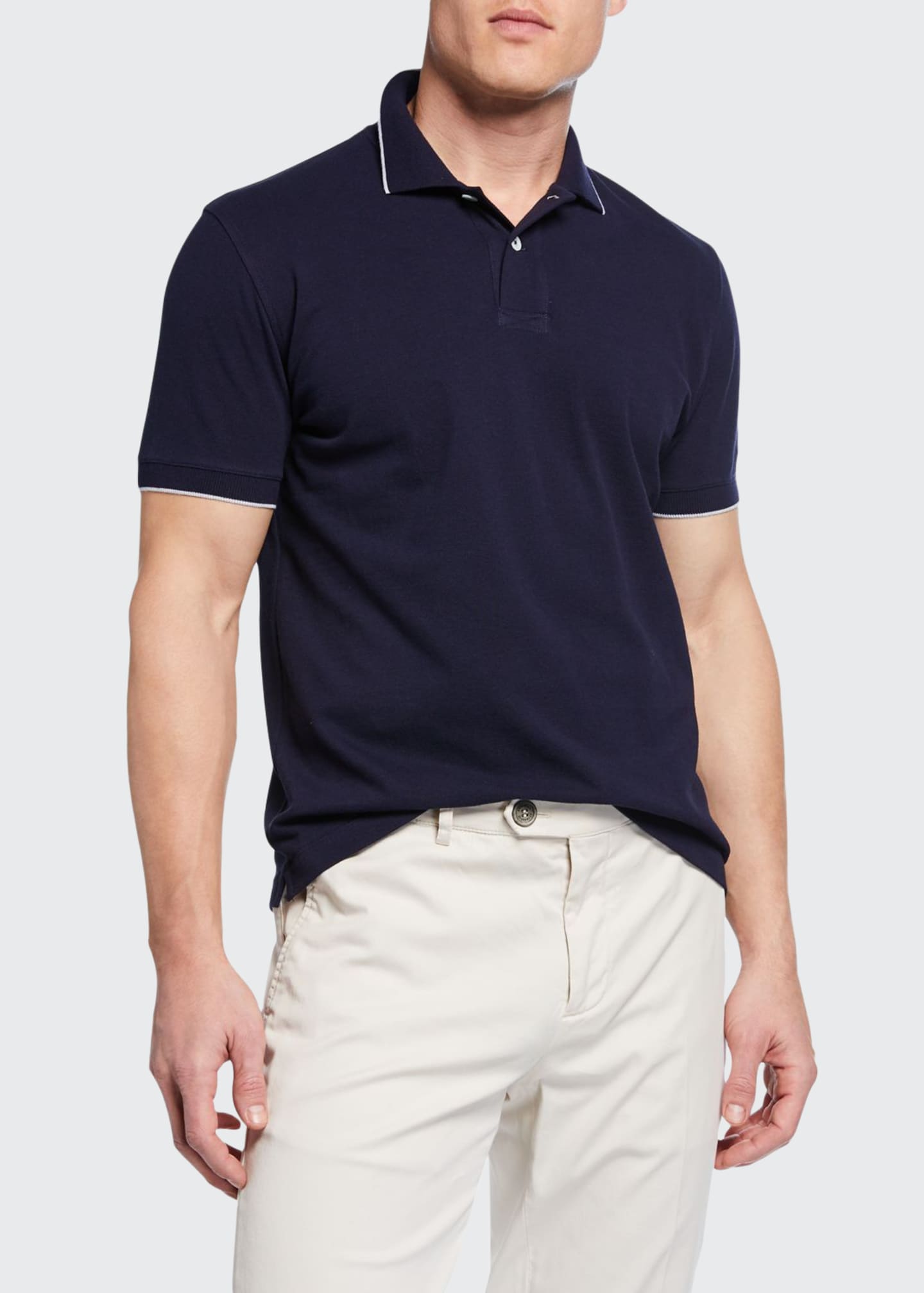 Brunello Cucinelli Men's Solid Pique Polo Shirt - Bergdorf Goodman