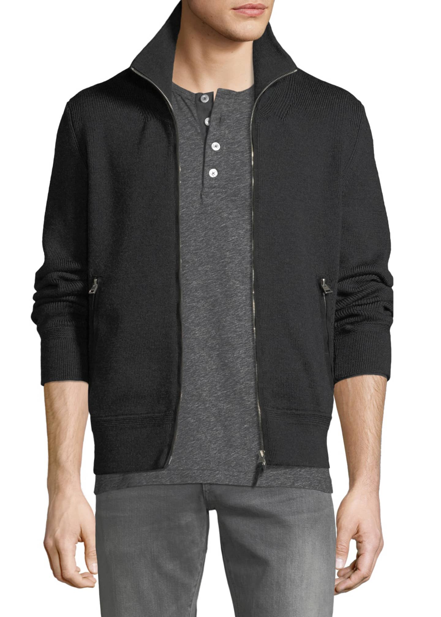 zip front sweater mens