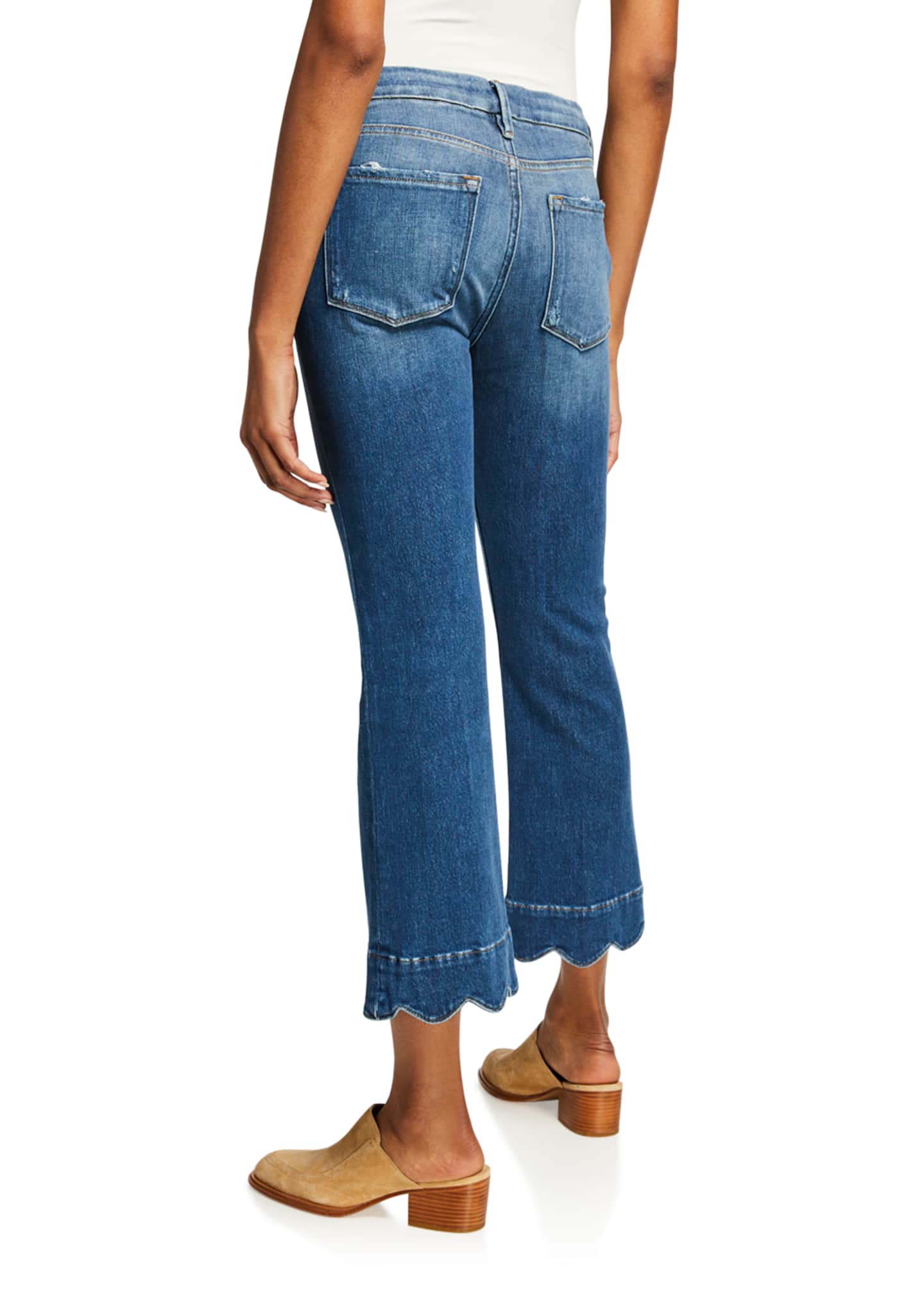 FRAME Le Crop Mini Boot-Cut Jeans with Scalloped Hem - Bergdorf Goodman