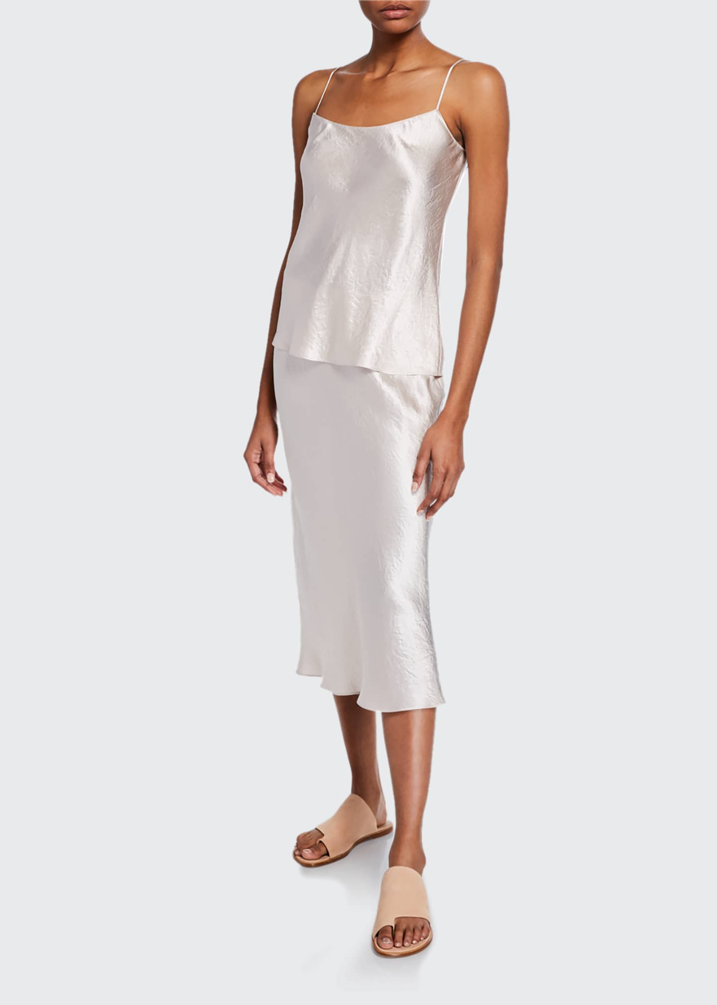satin slip midi skirt