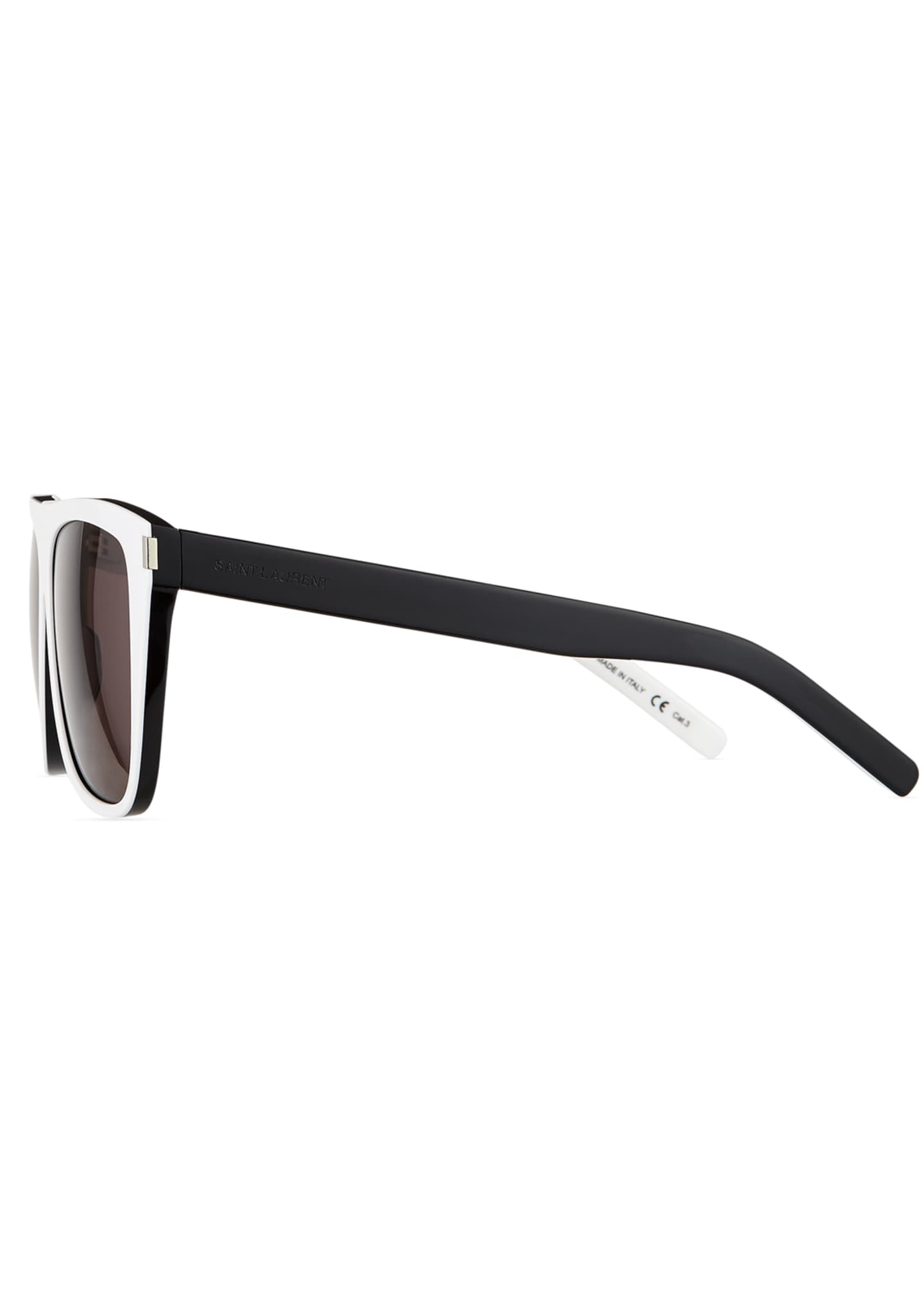 Saint Laurent Men's Rectangle Acetate Sunglasses, White - Bergdorf Goodman