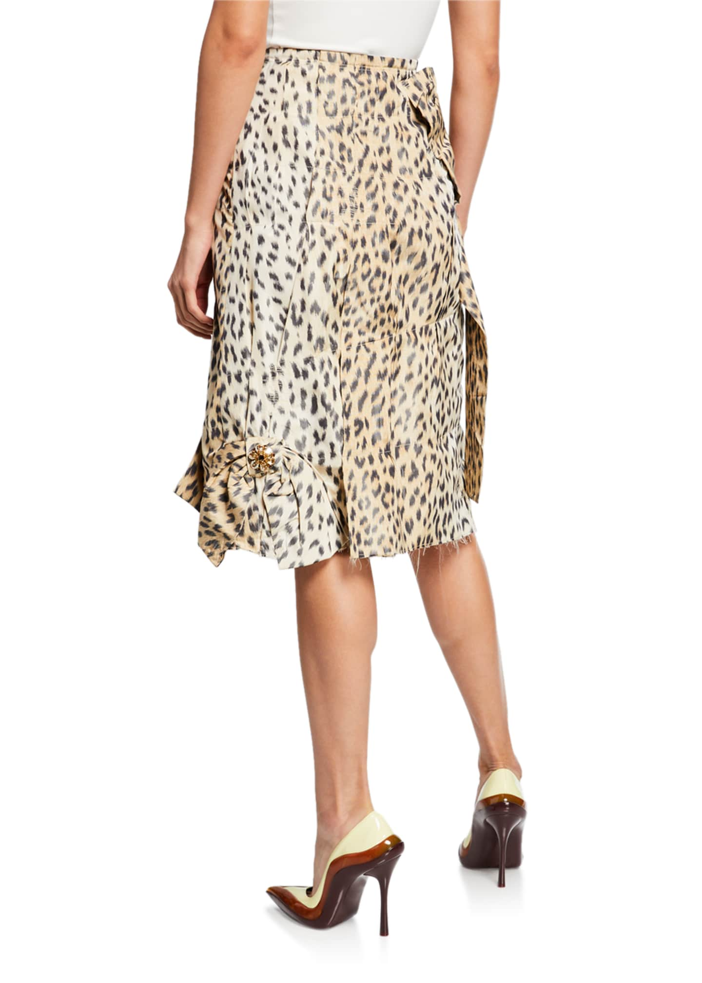 CALVIN KLEIN 205W39NYC Crushed Leopard-Print Silk Pencil Skirt