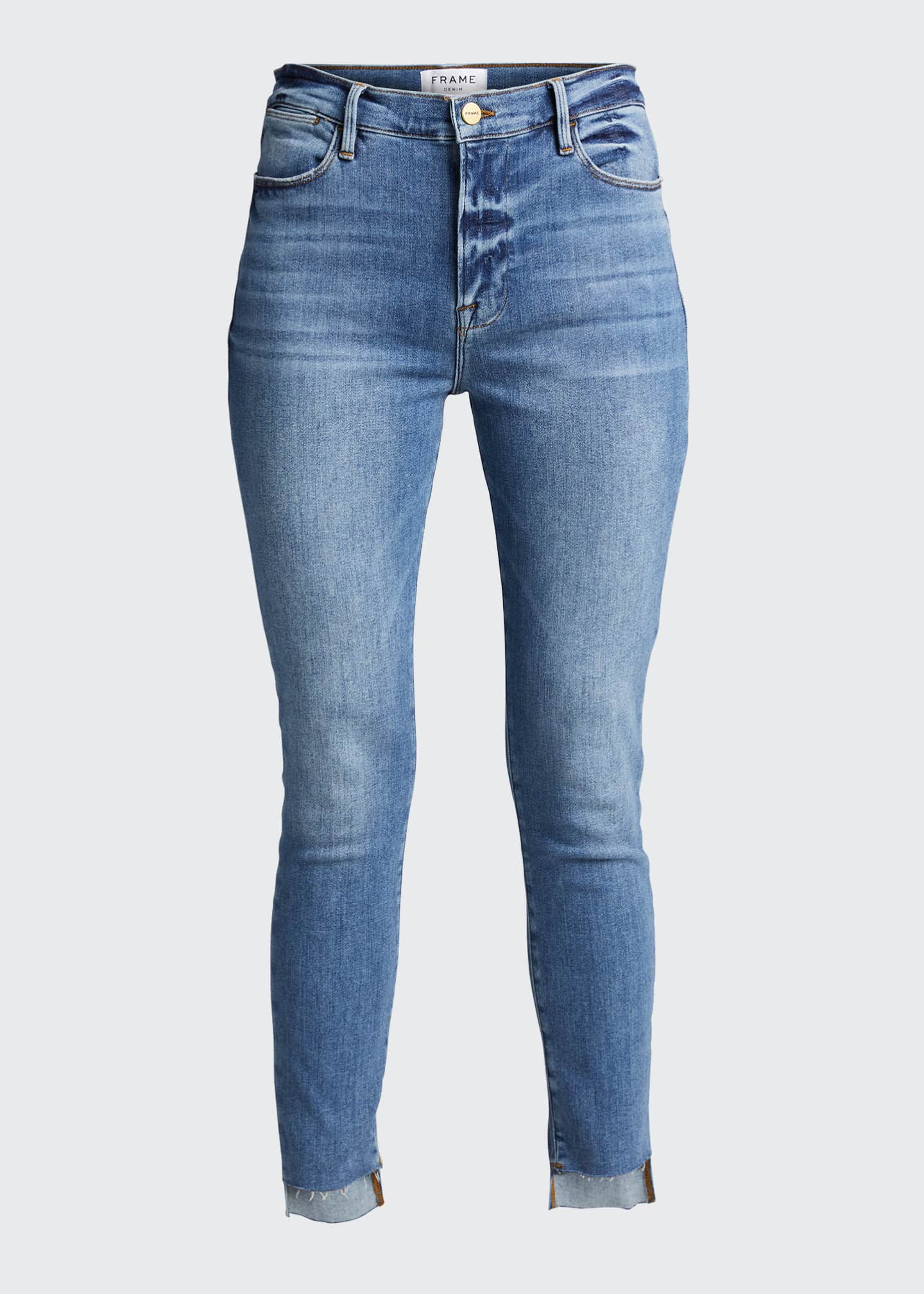 FRAME Le High Skinny Jeans with Staggered Raw Hem Bergdorf Goodman