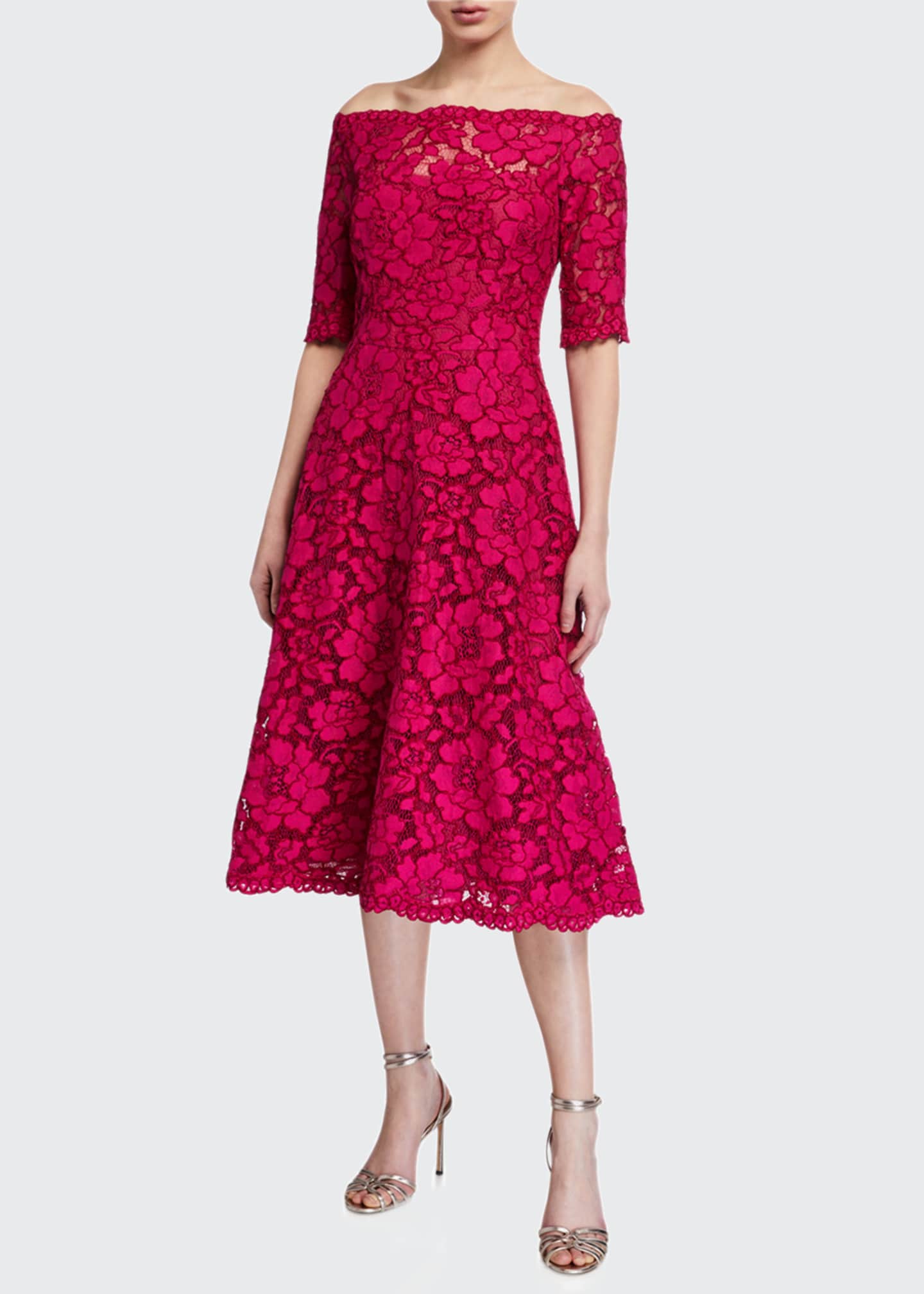 teri jon off the shoulder cocktail dress