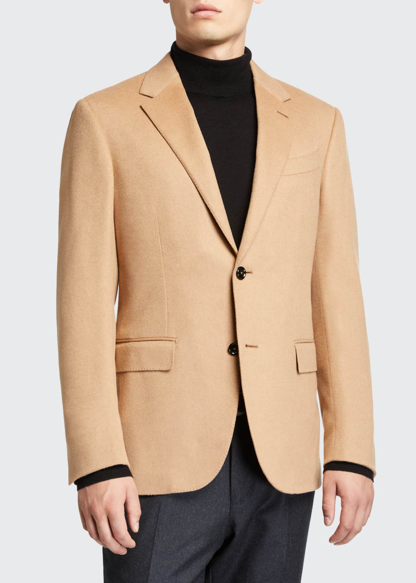 Ermenegildo Zegna Men's Solid Camel Hair Regular-Fit Sport Jacket ...